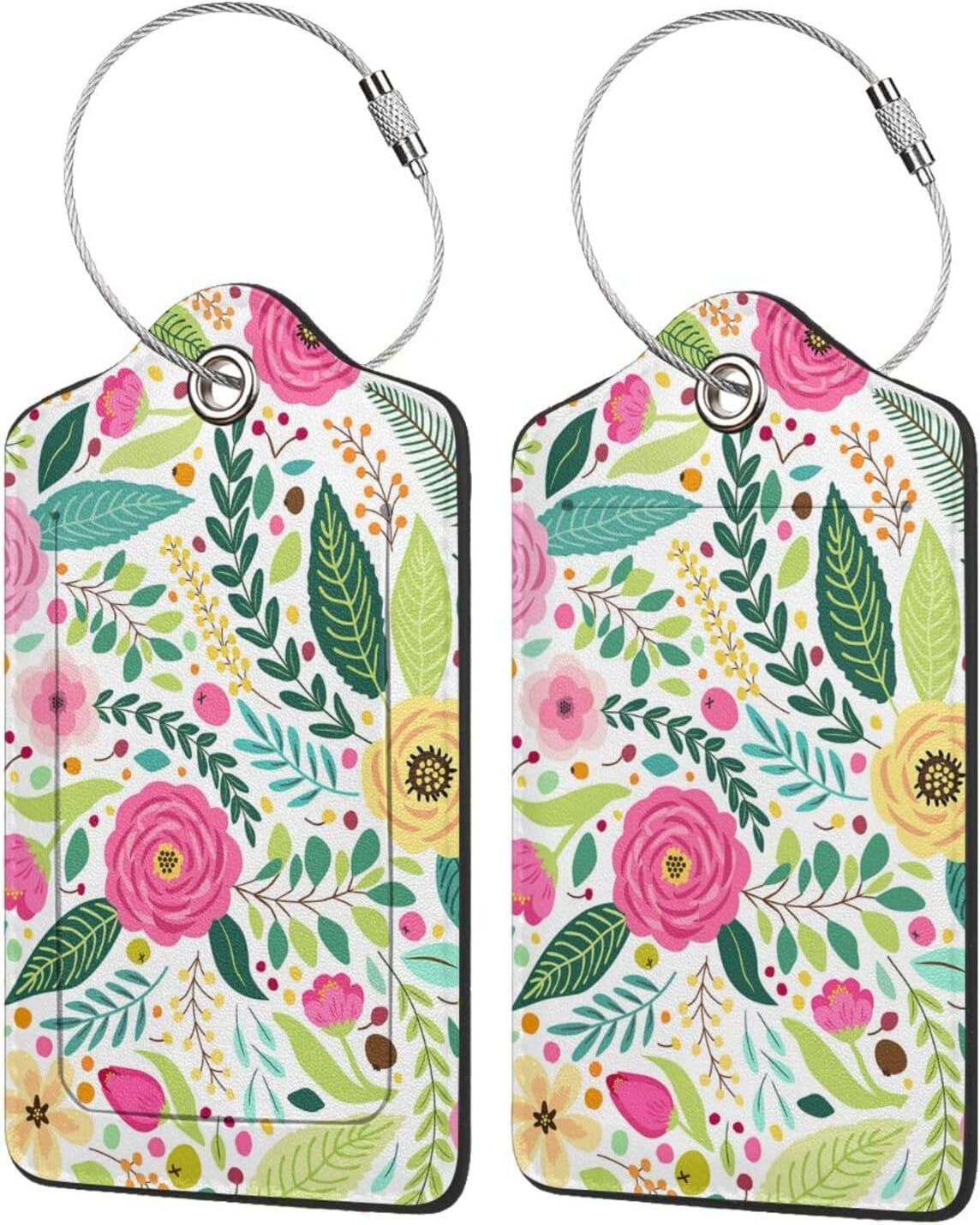 2 Pcs Cute Retro Flower Luggage Tag for Suitcase,Label Hand-Painted Nature Gifts for Privacy Cover ID Label with Stainless, Birthday Boy Girl