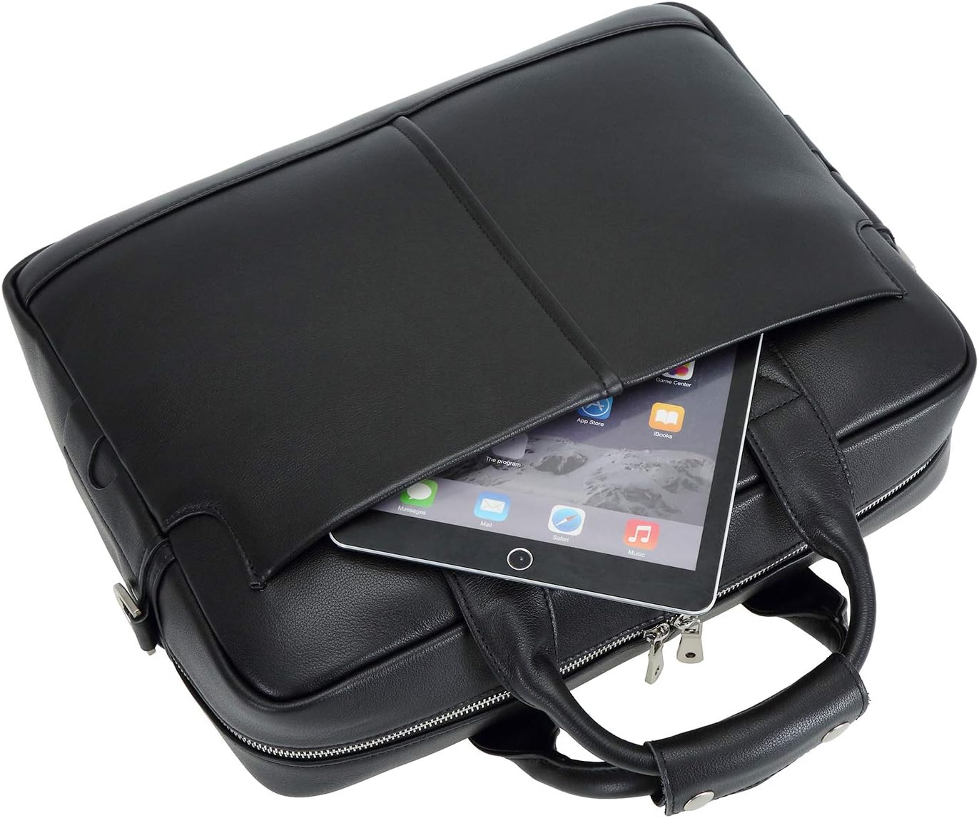 Polare Leather Briefcase for Men Business Travel Messenger Bags 15.6 Inch Laptop Bag YKK Metal Zipper