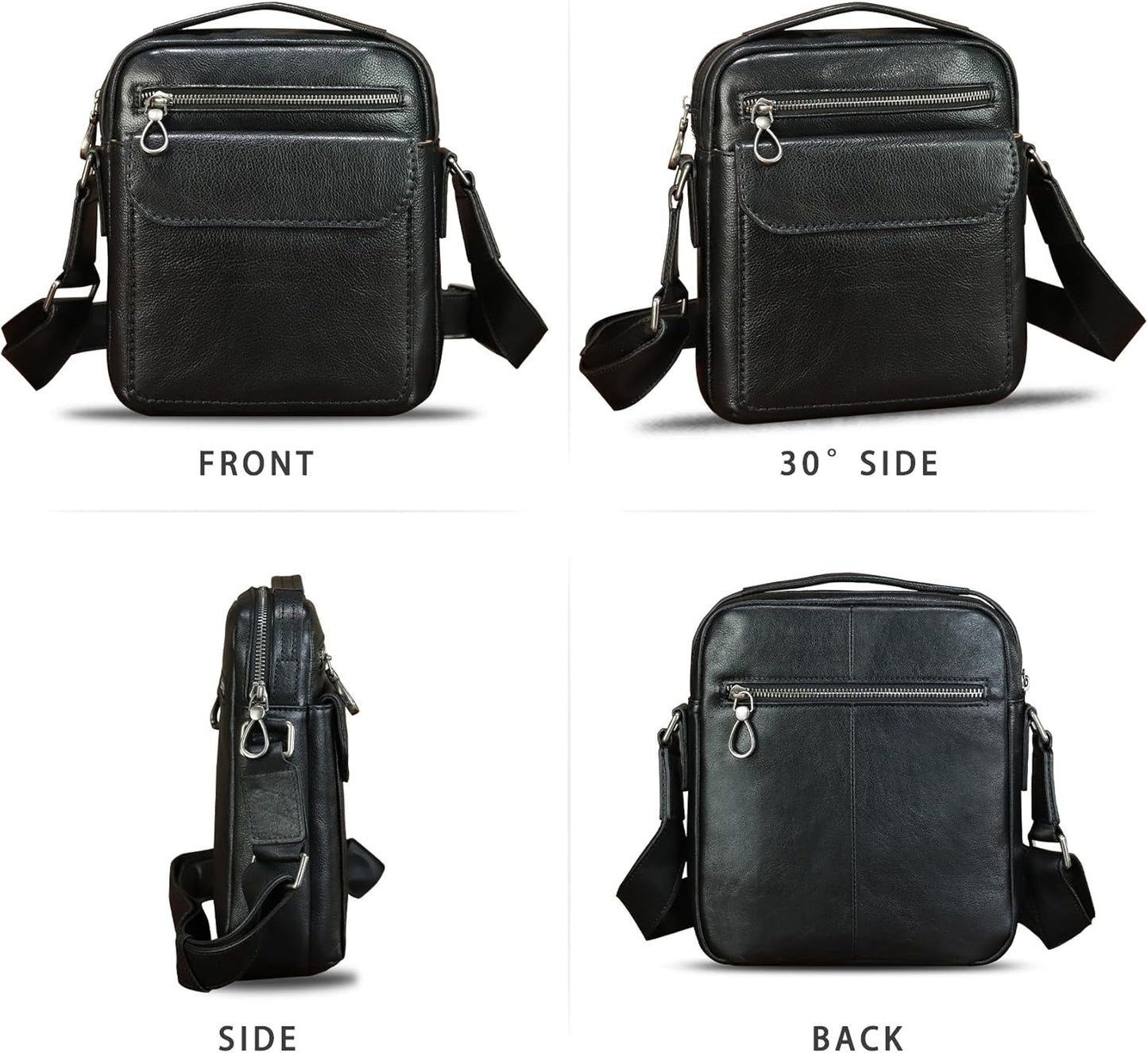 Genuine Leather Messenger Bag for Men Shoulder Crossbody Bag Vintage Man Purse Satchel Handbag