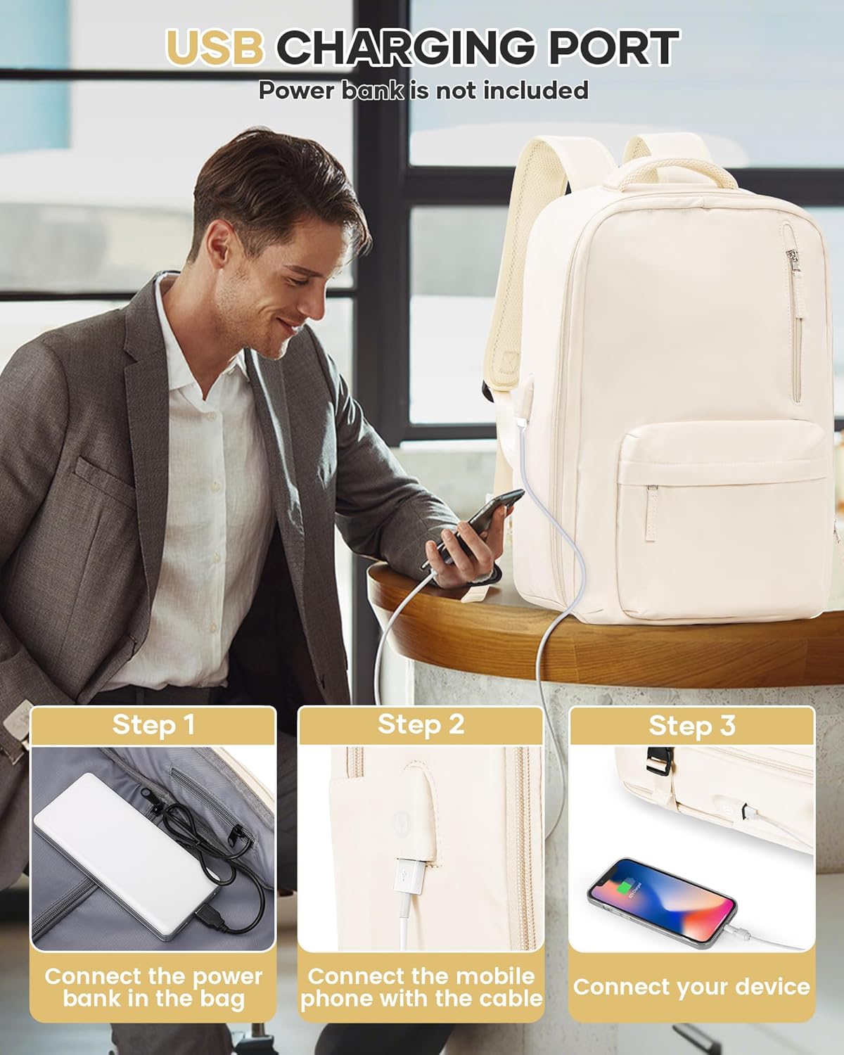 WONHOX Large Travel Backpack Carry on Flight Approved Laptop Work Business Backpack for Women Men Mochila de Viaje