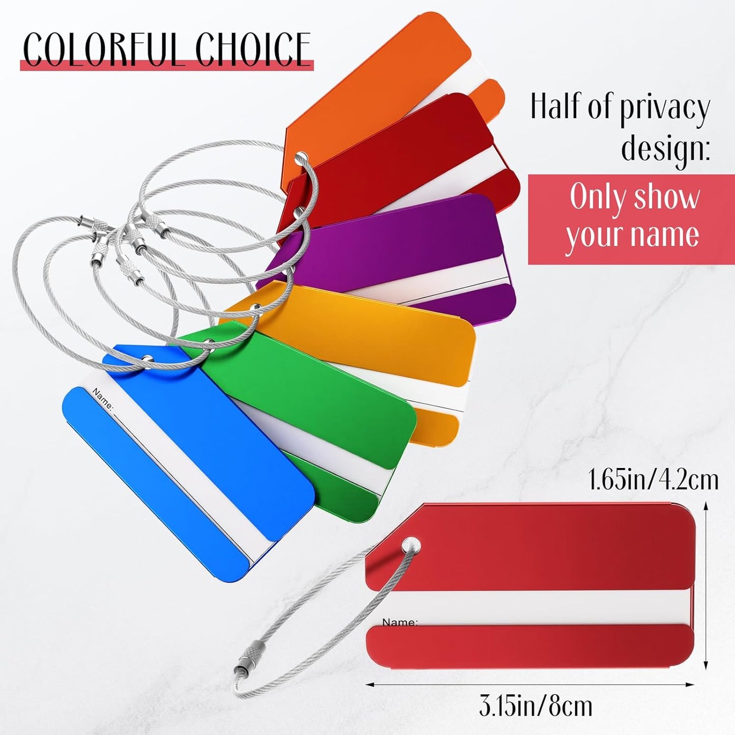 Weewooday 12 Pcs Luggage Tags Business Card Holder Aluminum Metal Travel ID Bag Tag for Suitcases Travel Luggage Baggage Identifier (Blue,Red,Green,Gold,Orange,Purple)