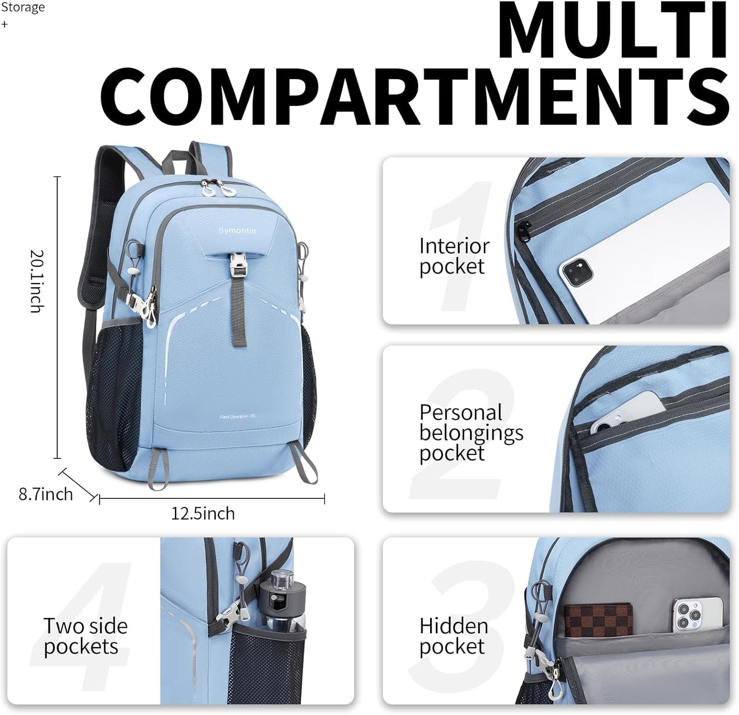35L Lightweight Packable Backpack – Durable Foldable Daypack for Travel, Hiking, and Gym (Sky-Blue)