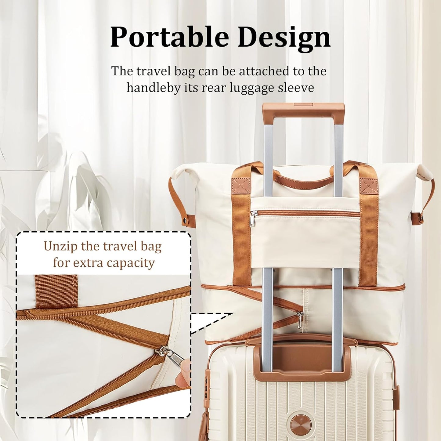 Joyway Luggage Sets 5 Piece PP Hardshell Carry on Suitcase, Travel Lightweight Carry-on with Double Spinner Wheels and TSA Lock, Beige Brown