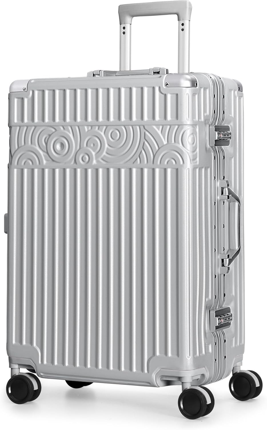 Krute Luggage 24 inch Aluminum Frame Suitcase with Spinner Wheels Zipperless Checked Luggages PC+ABS Hardside Suitcase with TSA Lock