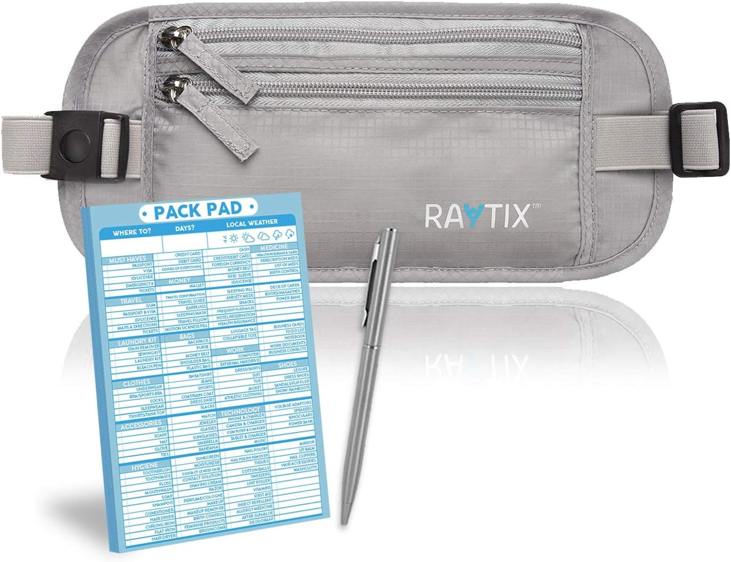 Money Belt For Travel – RFID Blocking Waist Pouch Passport Holder Wallet Belt – Waterproof Hidden Travel Fanny Pack For Men & Women – Secure, Lightweight, Adjustable Strap – Gray