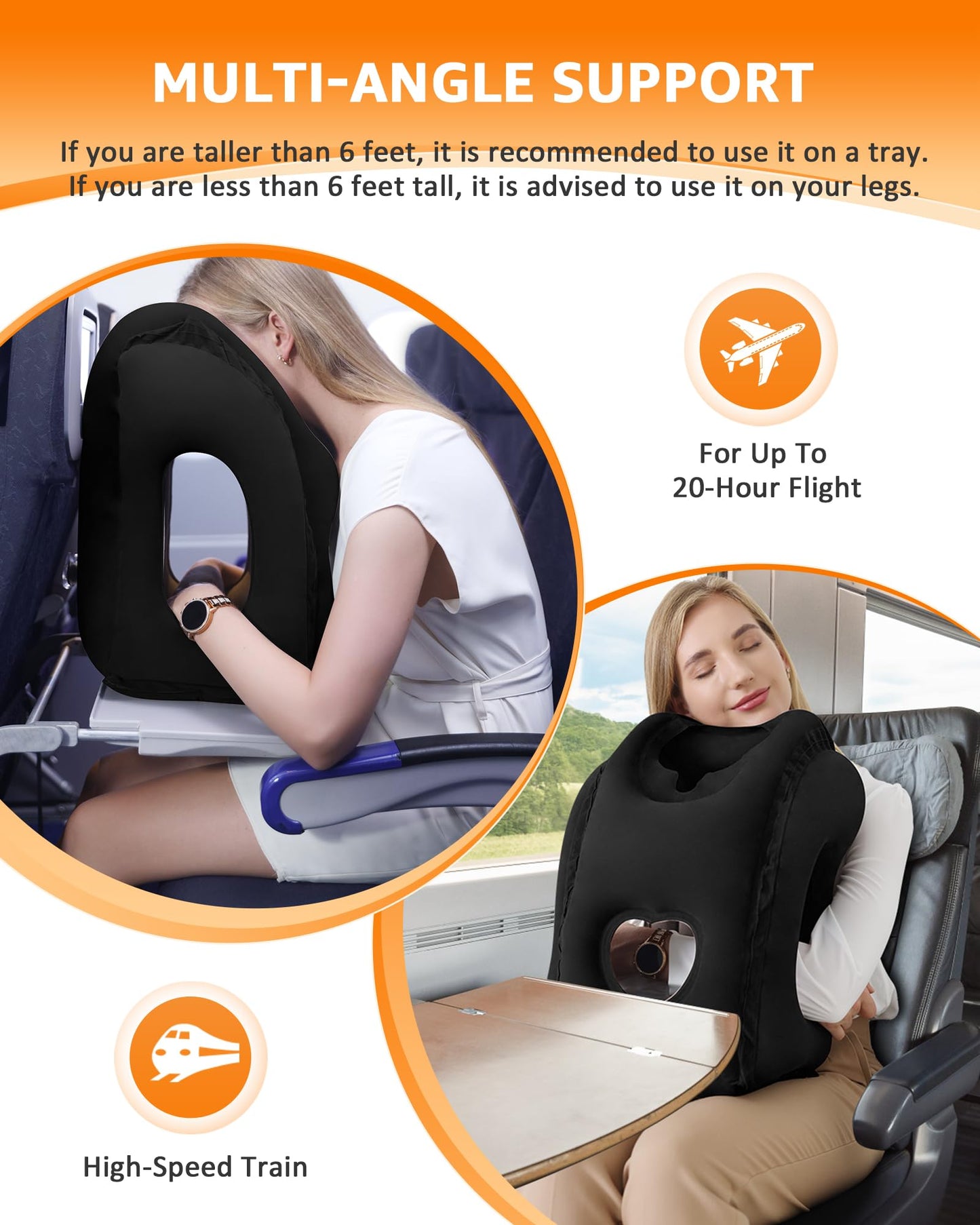 Sunany Inflatable Neck Pillow Used for Airplanes/Cars/Buses/Trains/Office Napping with Free Eye