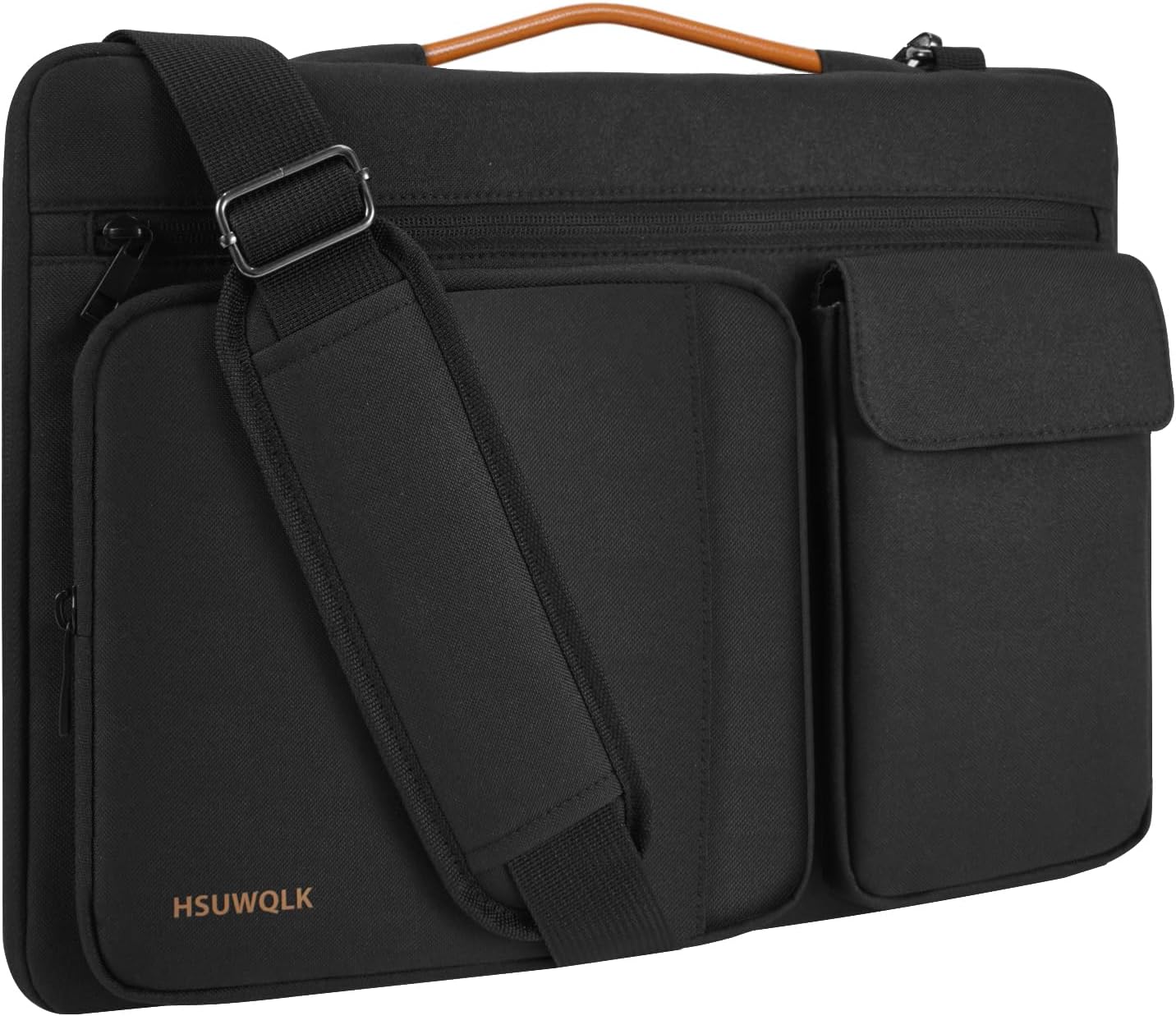 360 Protective Laptop Shoulder Bag 15.6 inch,15-15.6 inch Lightweight Computer Bags Compatible with MacBook Pro 16 inch,HP,Dell,Lenovo,Asus Notebook,Side Open Messenger Bag with 5 Pockets&Strap, Black