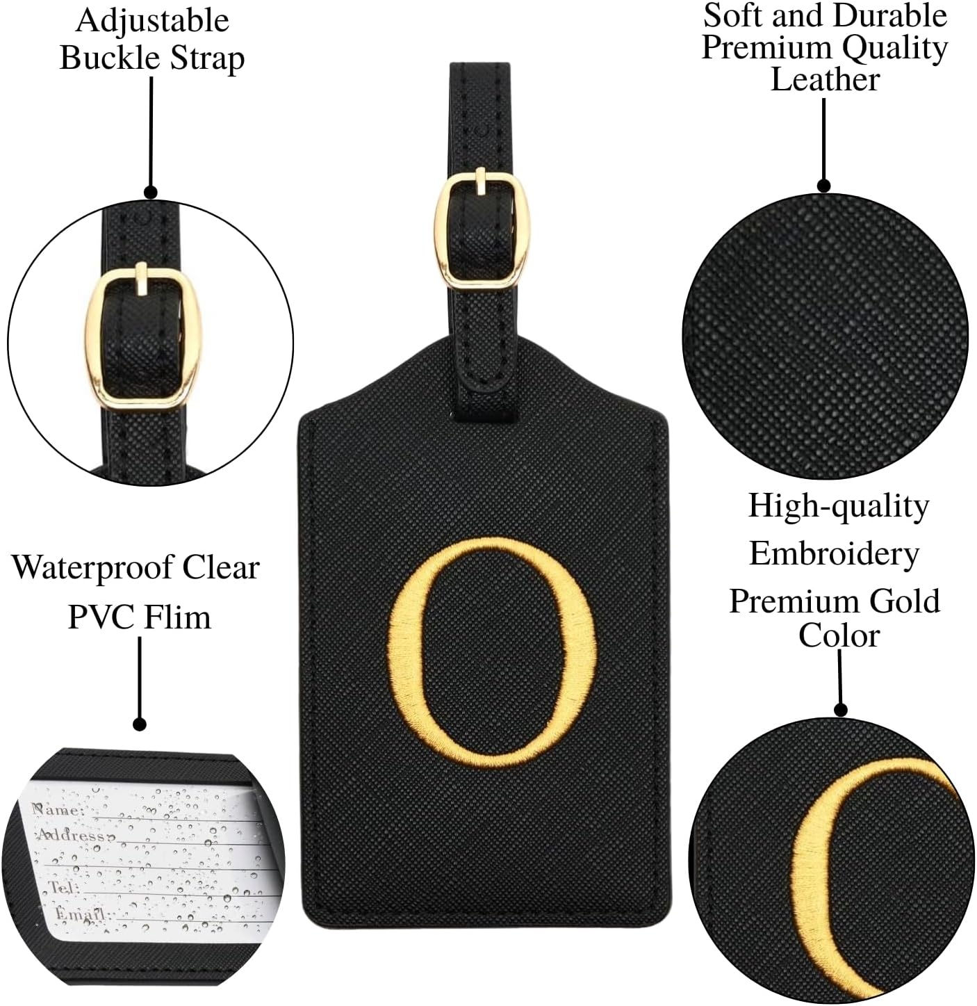 Luggage Tag PU Leather for Suitcase Baggage Handbag Travel Bag Label Suitcase Tag Label Tag w. Name