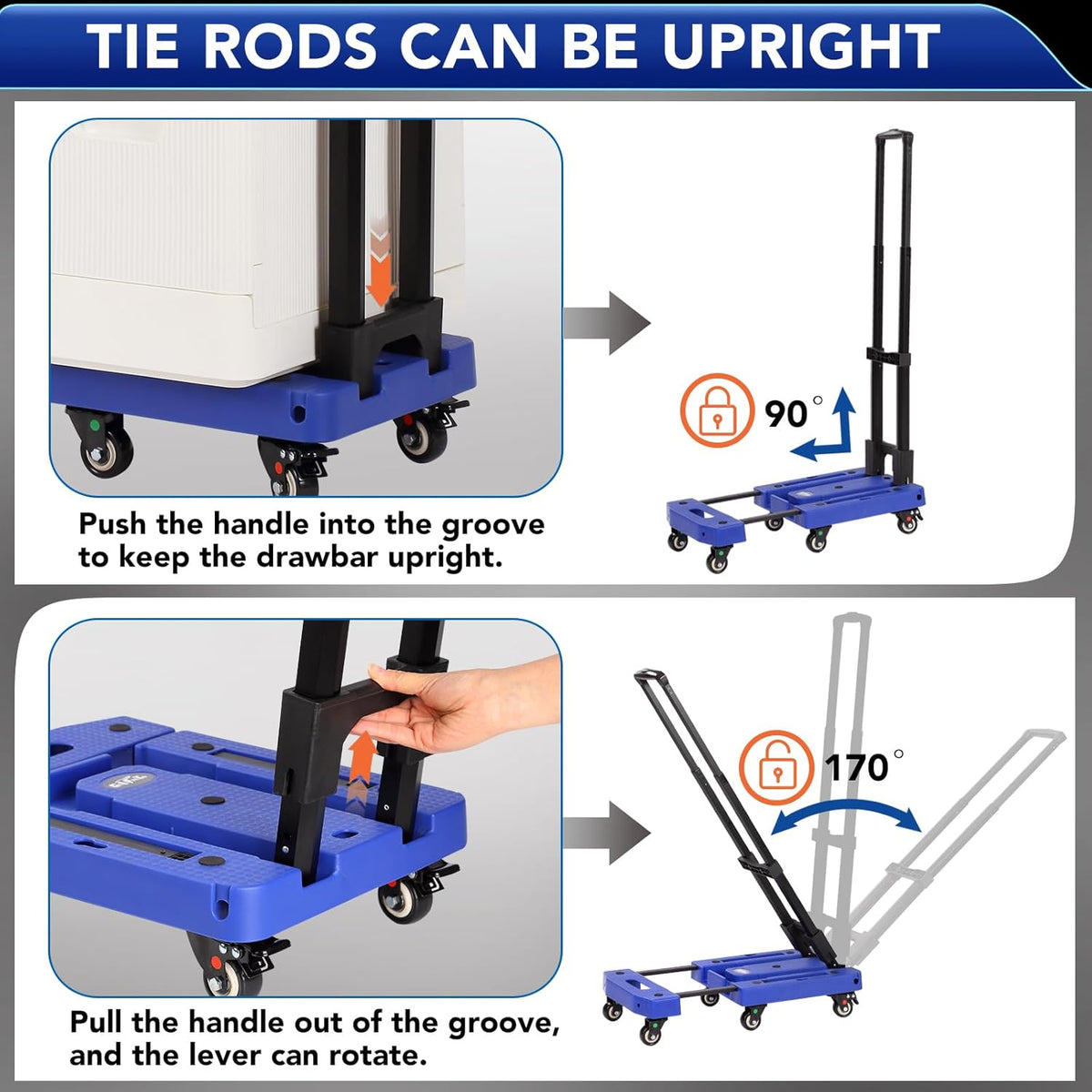 Folding Hand Truck Lightweight Hand Truck Dolly Foldable,Luggage cart with 6 Rotate Wheels, Utility