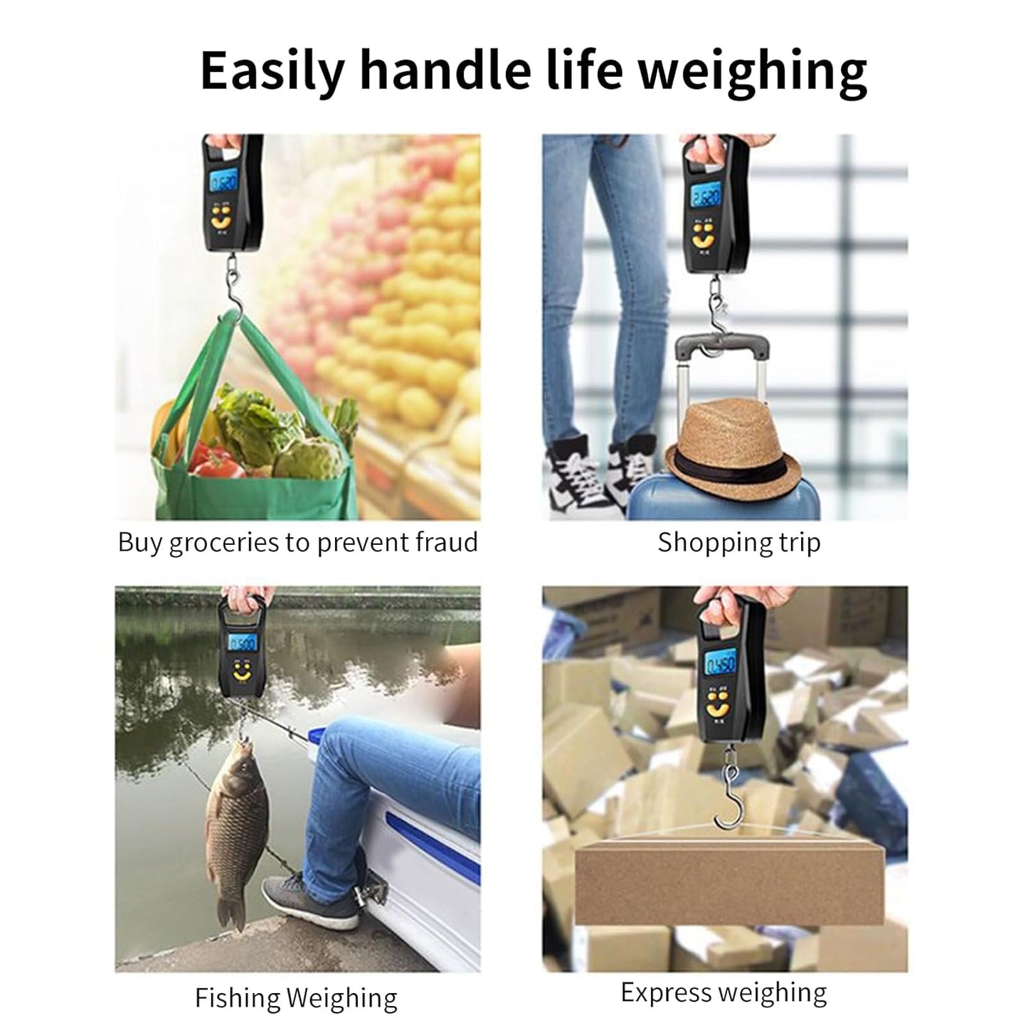 Portable Scale, Handheld Digital Scale, 50kg Weight Capacity, High Precision Sensor, 2.95x7.87 Inches, Compact Design, Ideal for Fishing, Baggage, Shipping, Cooking, Hunting, Suitcase Use