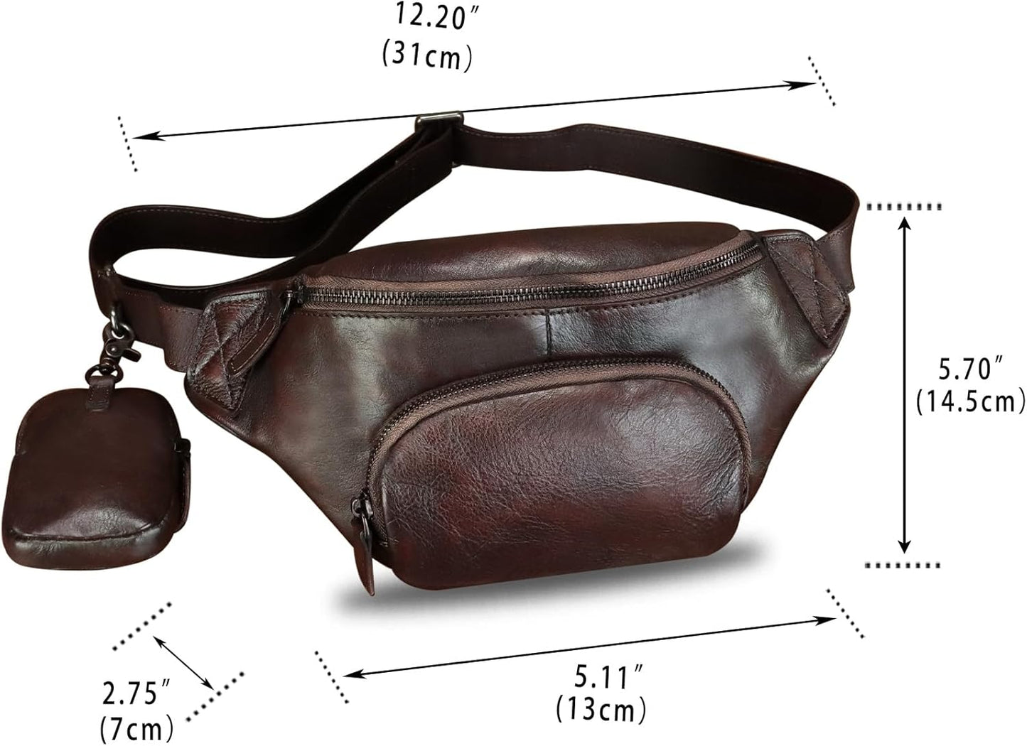 LRTO Genuine Leather Waist Bag Hip Bag Fanny Packs for Women and Men Real Leather Fanny Bag Sling Bag Crossbody Bags Chest Purses (Coffee), LRTO-77481