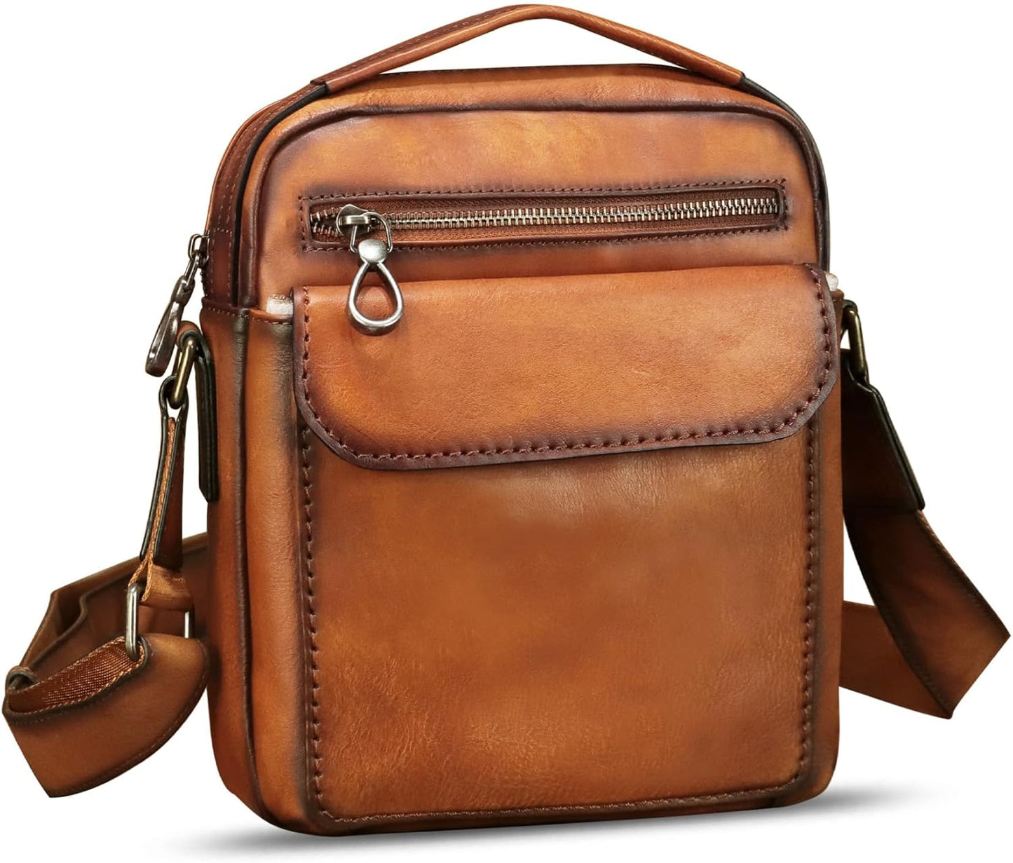 Genuine Leather Messenger Bag for Men Shoulder Crossbody Bag Vintage Man Purse Satchel Handbag