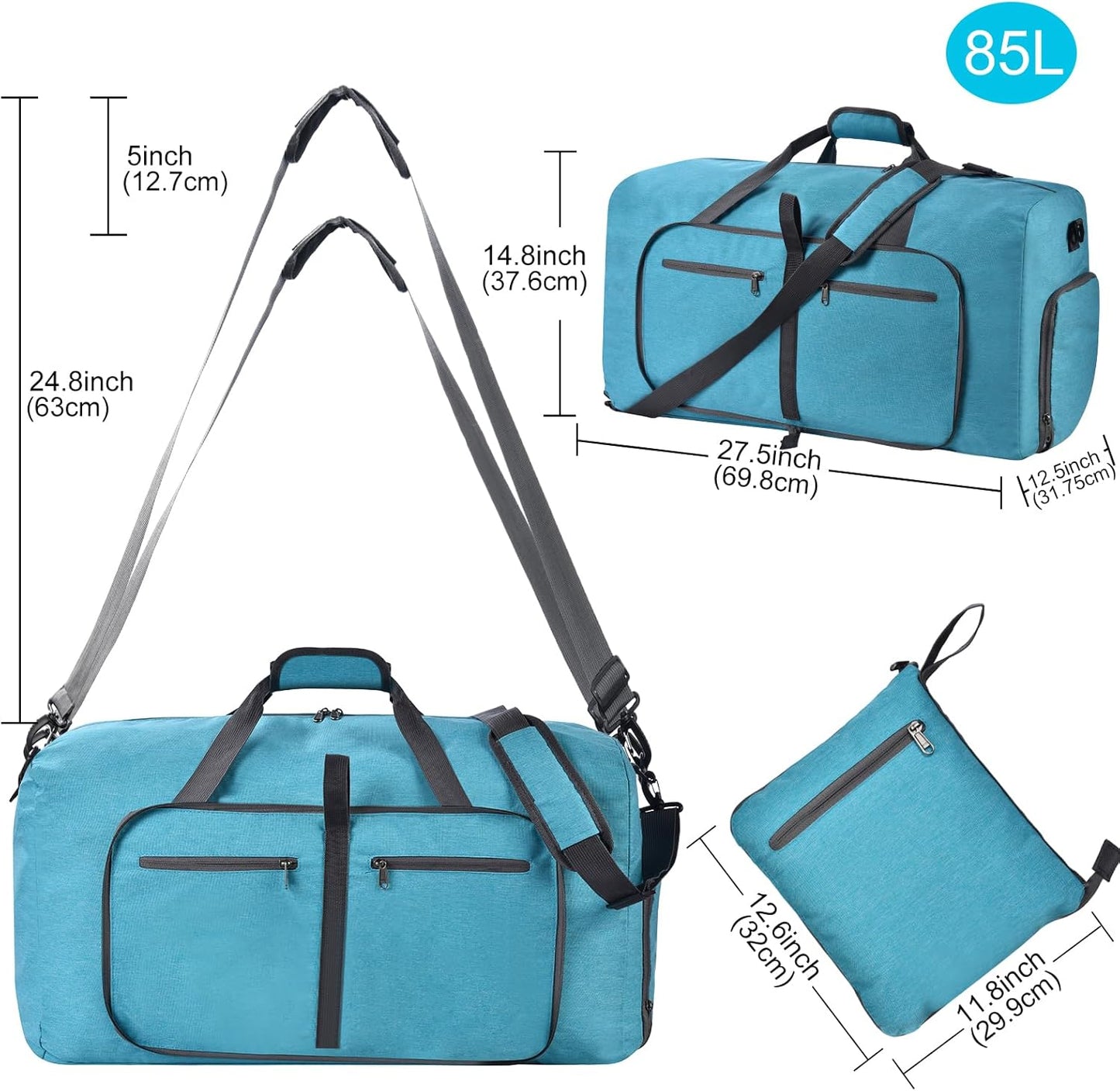 Felipe Varela Duffle Bag with Shoes Compartment and Adjustable Strap,Foldable Travel Duffel Bags