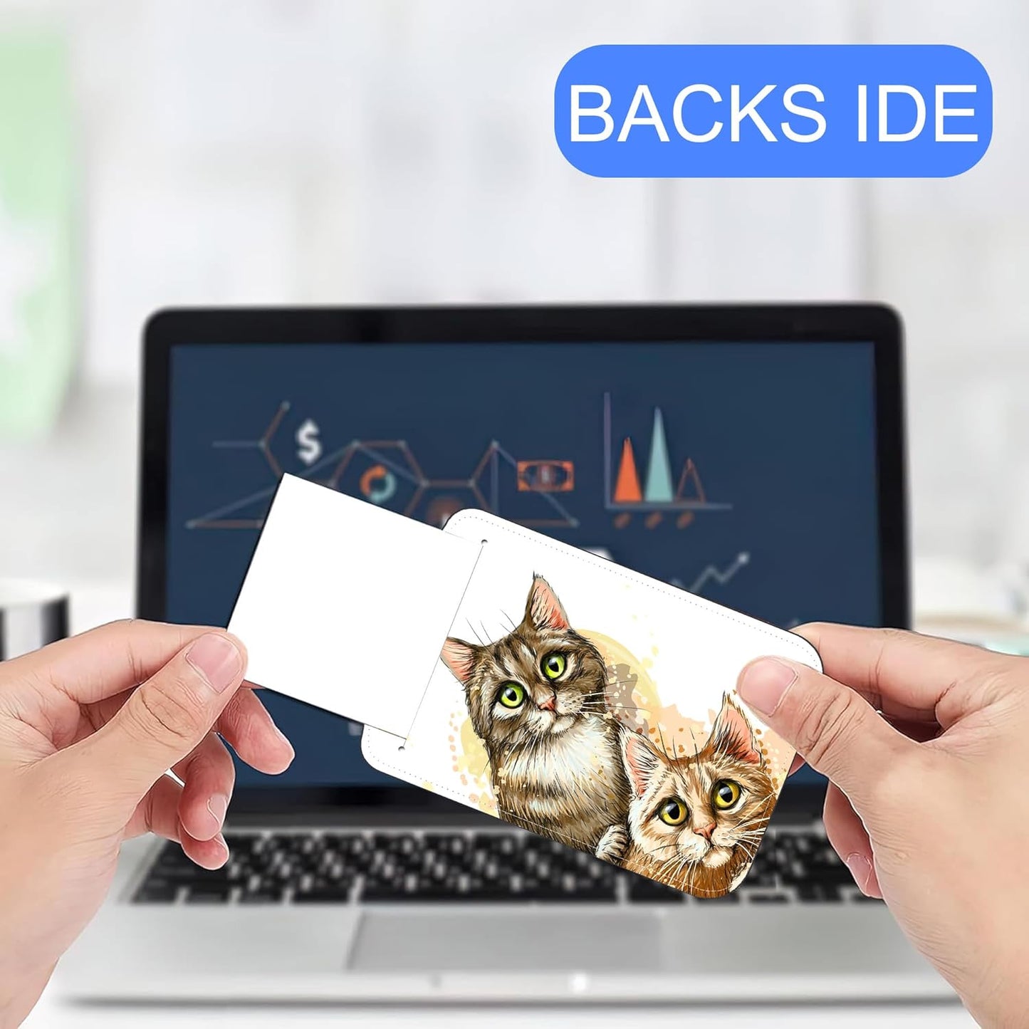 Cute Cats Luggage Tags Set of 2 Watercolor Style Kittens PU Leather Travel Baggage Tags with Privacy Cover and Stainless Steel Loop for Teens Adults Travel Bag Suitcase