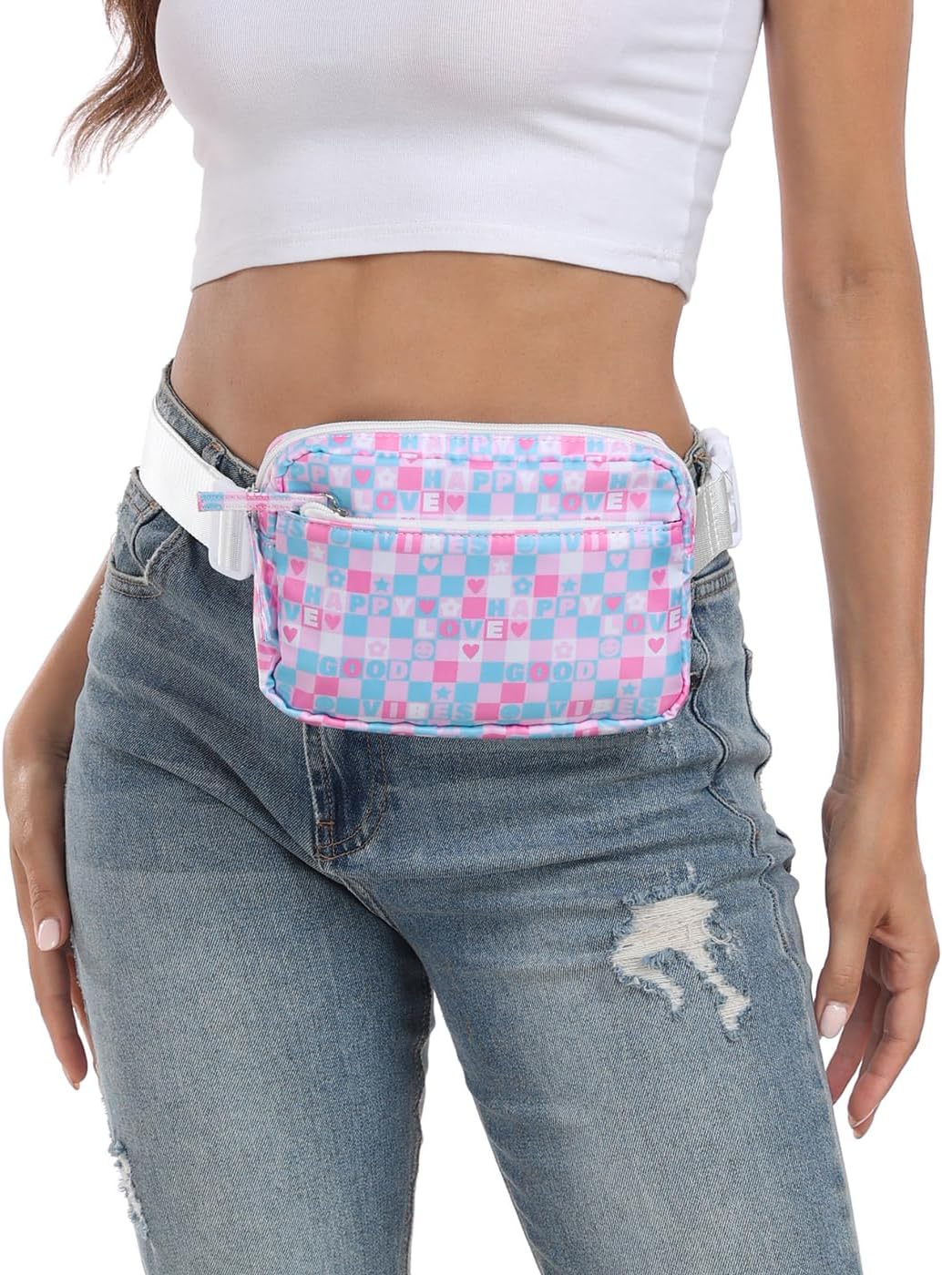 HDE Belt Bag 2L Fanny Pack Cross Body with Adjustable Strap Travel Waist Pack - Good Vibes