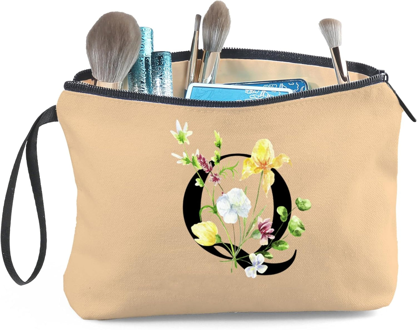 Birthday Thank You Appreciation Monogrammed Gifts for Mom Aunt Teacher Sister Friend Coworkers Bride Bridesmaid Makeup Cosmetic Bag with Mirror Mothers Day Christmas Graduation Q
