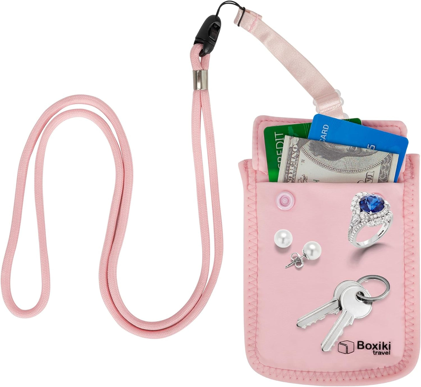 Hidden Travel Bra Wallet for Women - Money Pouch & Secret Pocket for Keys, Money & Valuables - Under Clothes Travel Pouch, Undercover Bra Stash - Pink