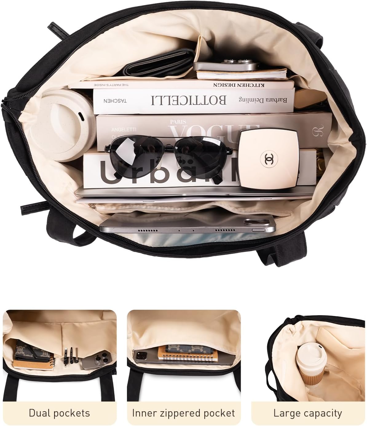 Tote Bag for Women Shoulder Bag Work Bags with Zipper Lightweight Handbags for Travel,Work,School