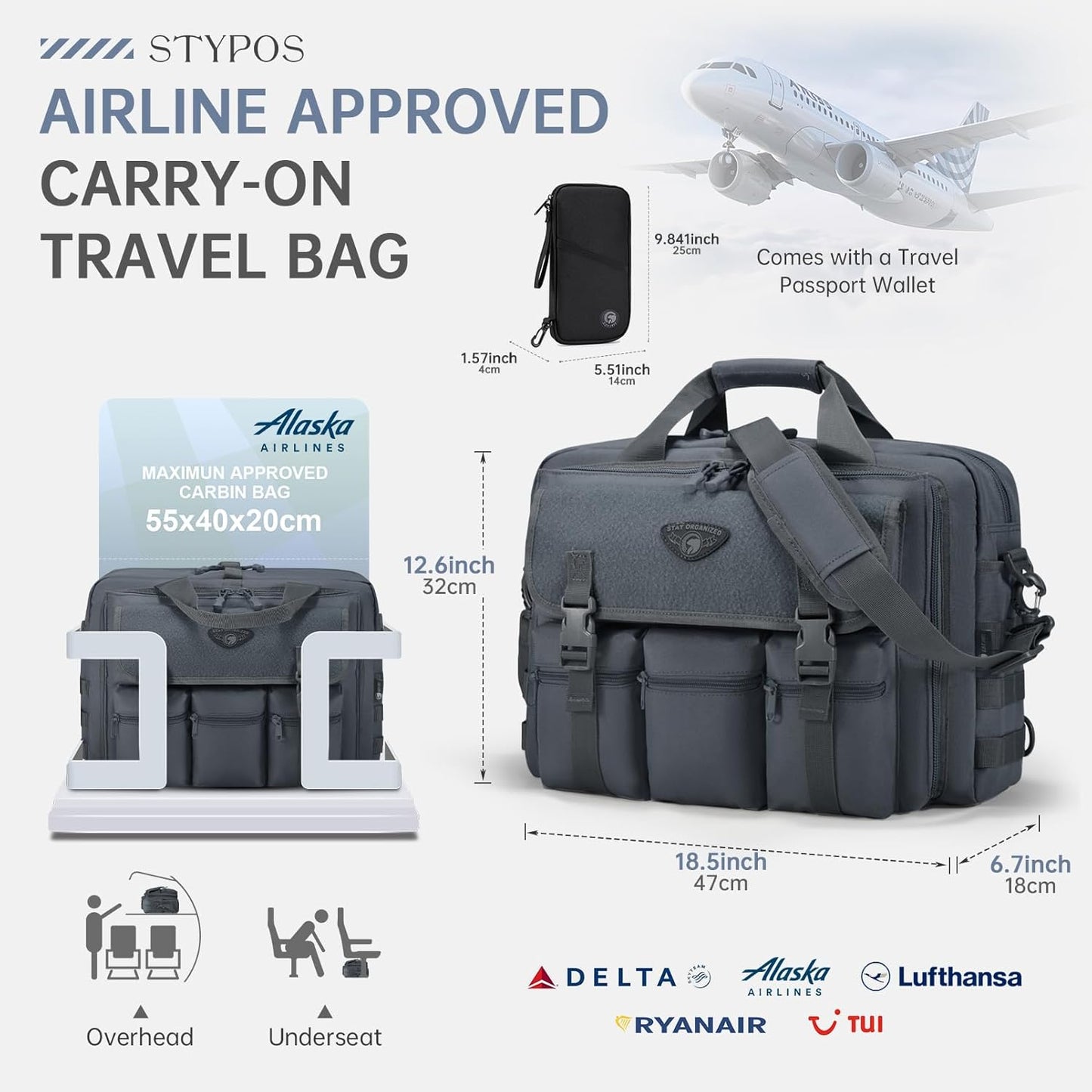 Large Tactical Laptop Bag for Men, Military 17.3 Inch Computer Bag Briefcase with Passport Wallet, Carry on Messenger Bag