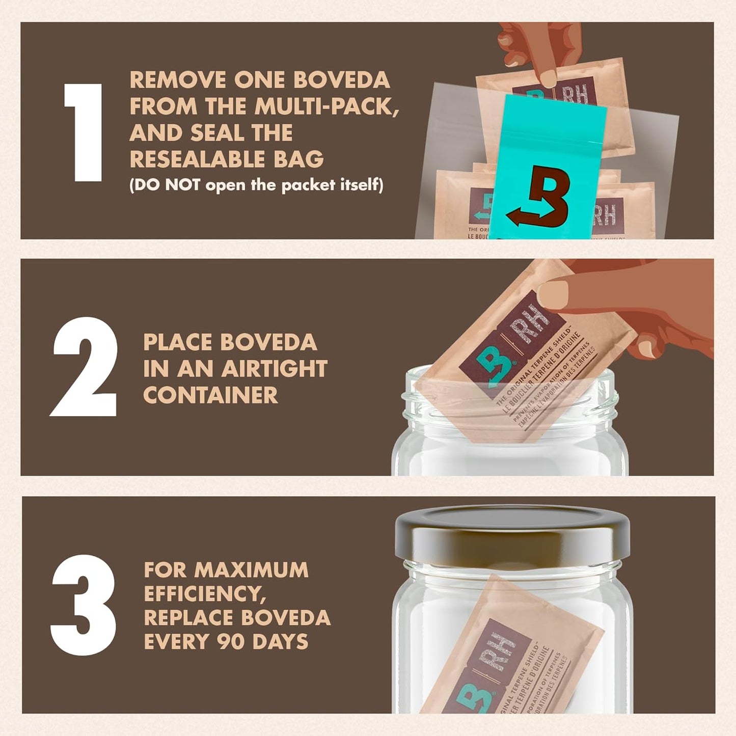 Boveda 58% Two-Way Humidity Control Packs For Storing 1 lb – Size 67 – 20 Pack – Moisture Absorbers for Storage Containers – Humidifier Packs – Hydration Packets in Resealable Bag