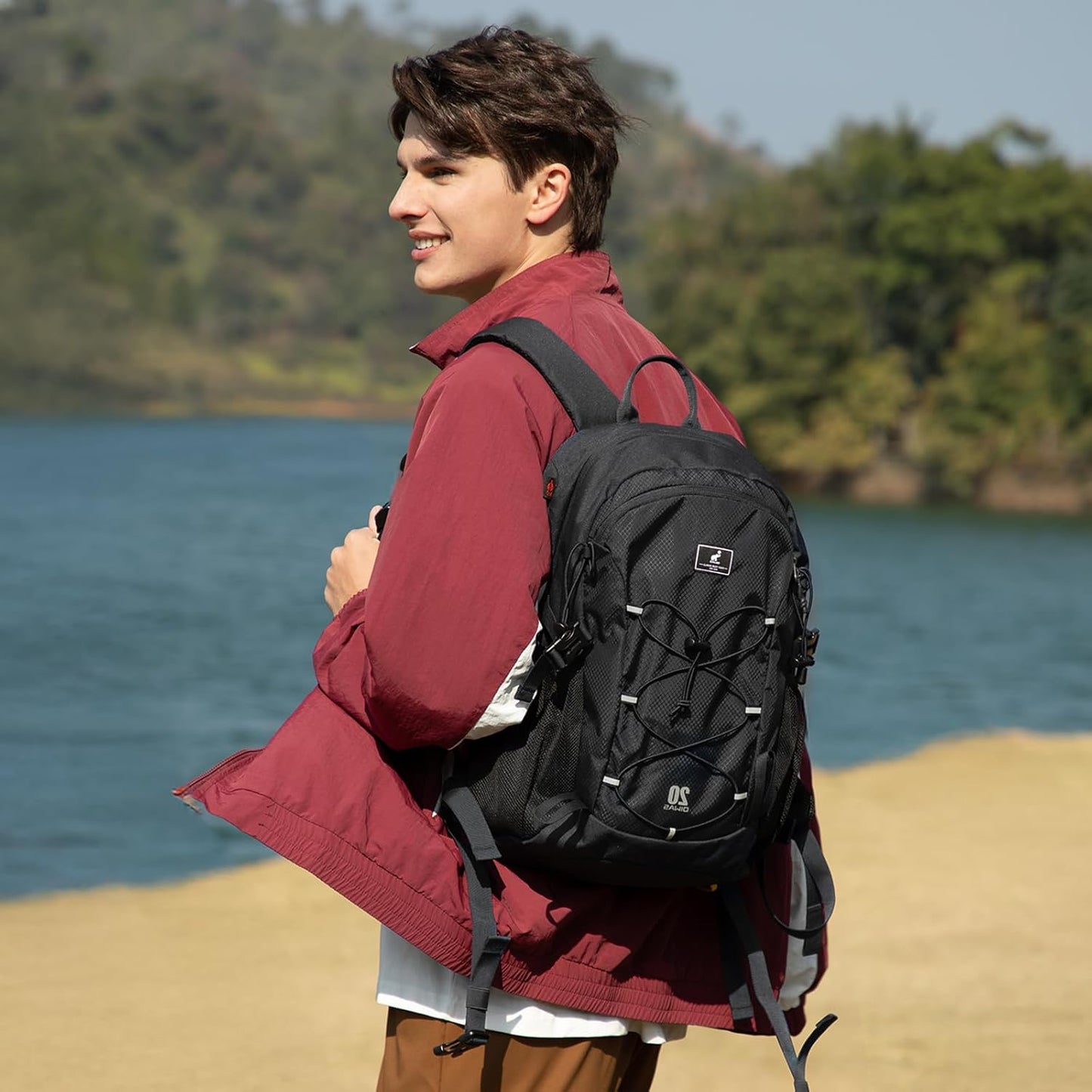 OIWAS Hiking Backpack, Water Resistant Camping Backpack with Hydration Bladder Outlet, 20L Lightweight Hiking Daypack, Travel Daypack for Men and Women Outdoor Small Hiking Backpacks
