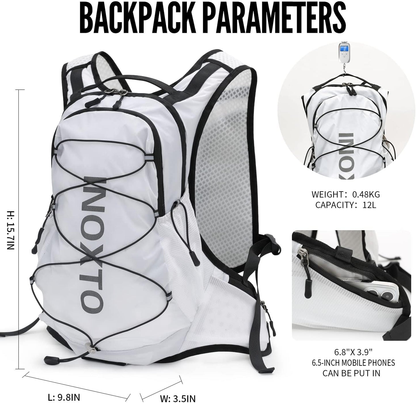 Hydration Pack Backpack, Lightweight Water Backpack with 2L Leakproof Hydration Bladder Daypack for Men Women,Running Hydration Vest for Outdoor Trail