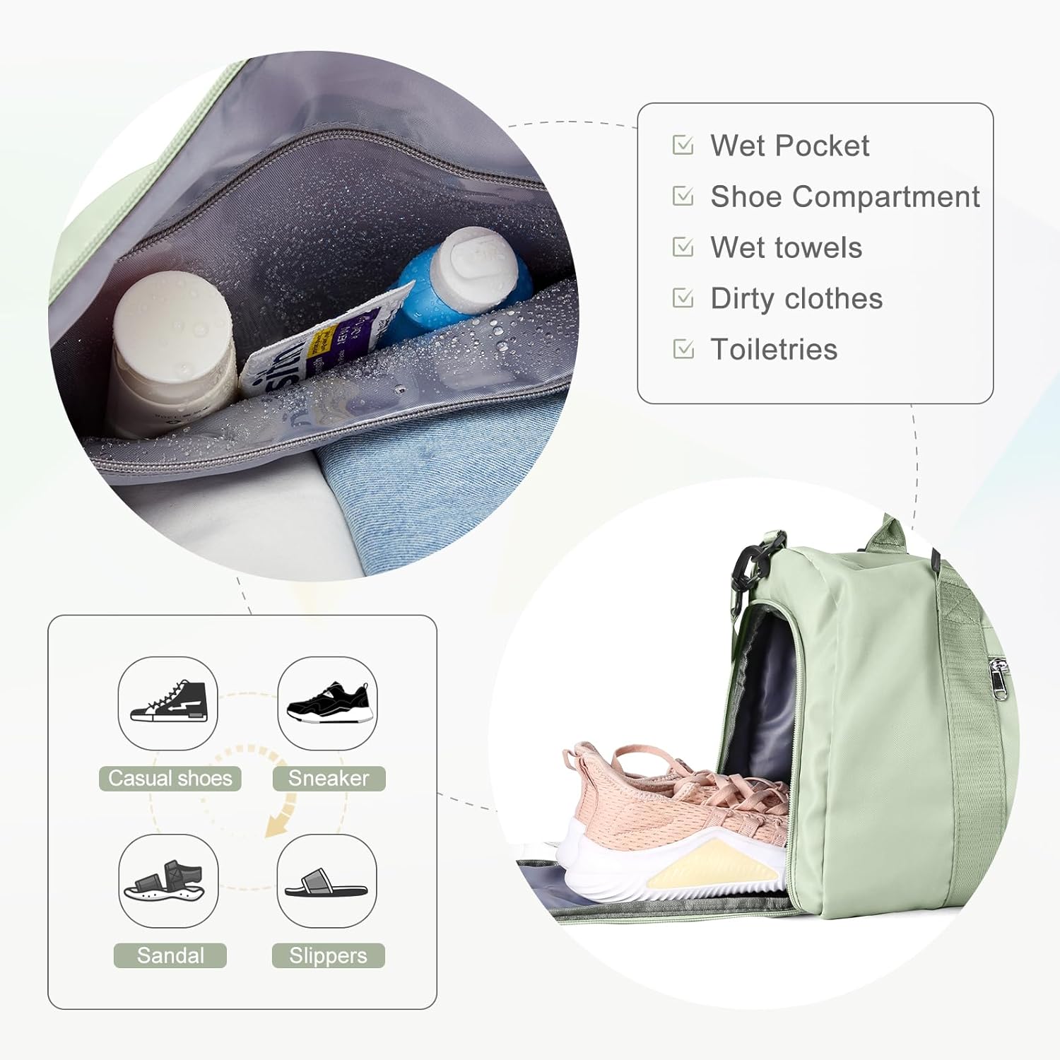 Gym Bag for Women with Shoes Compartment,Small Duffel Bag Sport bag with Toiletry Bag Overnight