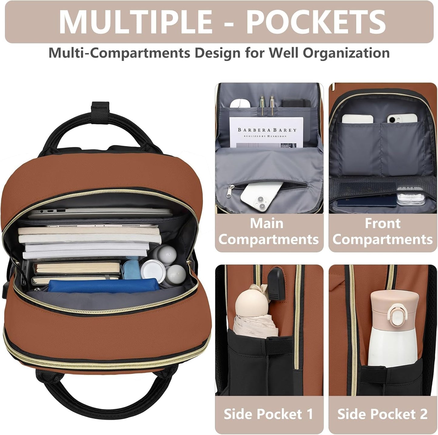 Laptop Backpack for Women Work Bag - 15.6 inch Travel Backpack with USB Charger College Bookbag