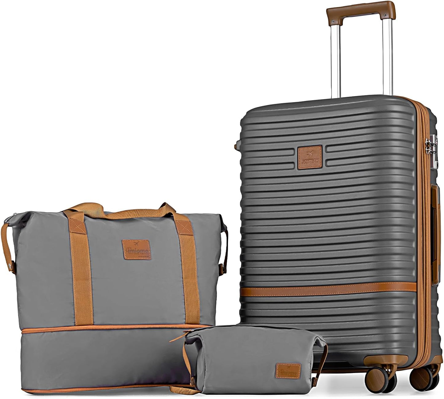 Joyway 24 Inch Checked Luggage, Expandable Suitcase with Spinner Wheel, 3 Piece Hard Shell Luggage Set with TSA Lock(Grey)
