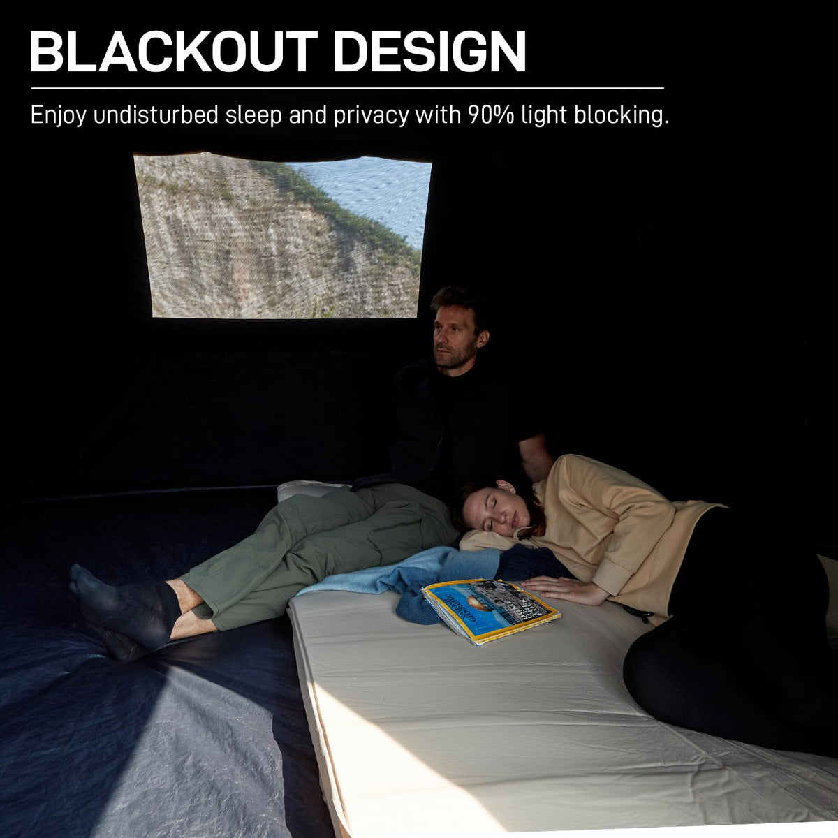 EVER ADVANCED Blackout 6 Person Camping Tent, Instant Cabin Tent for Family with Vestibule and