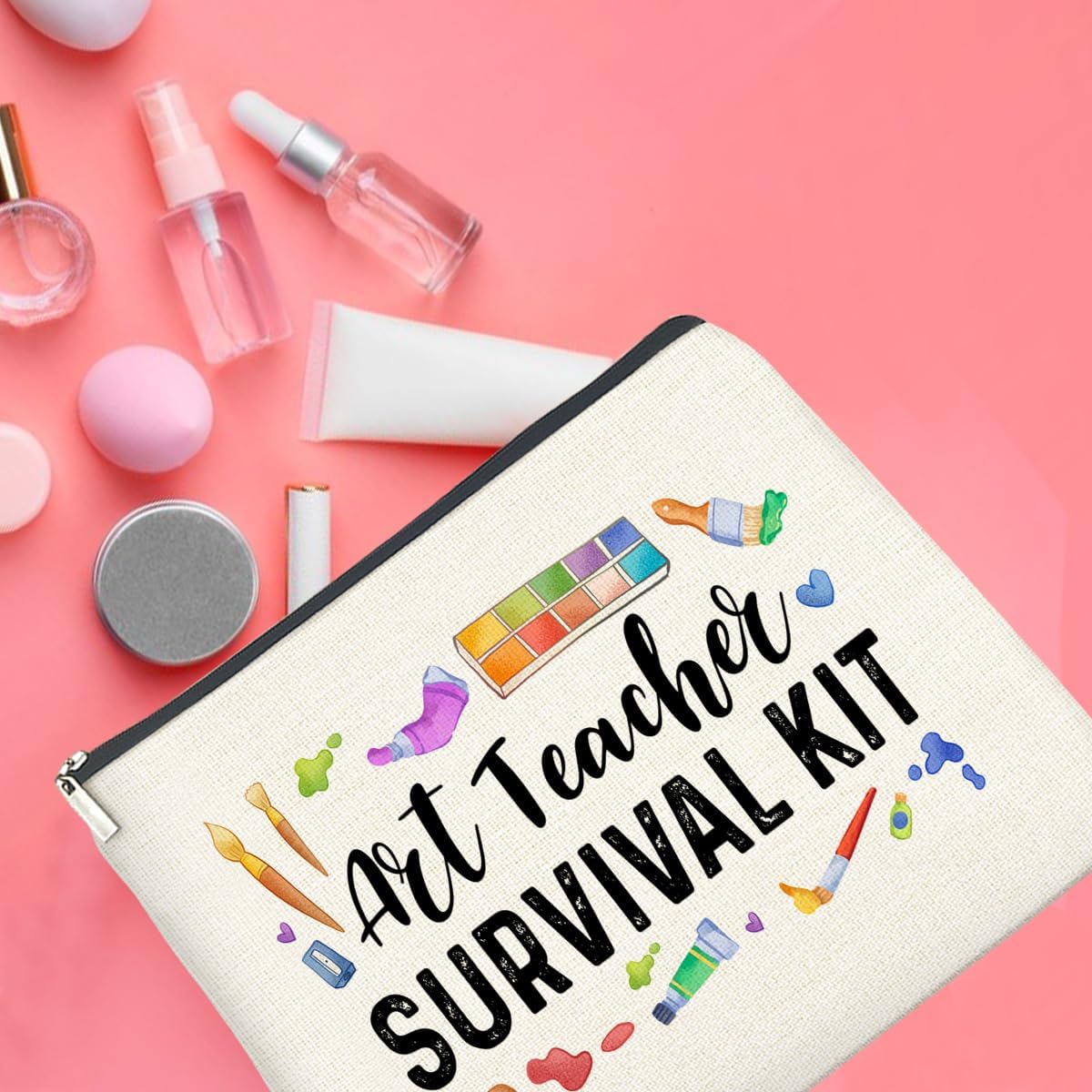 Art Teacher Gifts Makeup Bag Thank You Gifts for Art Teacher Survival Kit Zipper Makeup Pouch