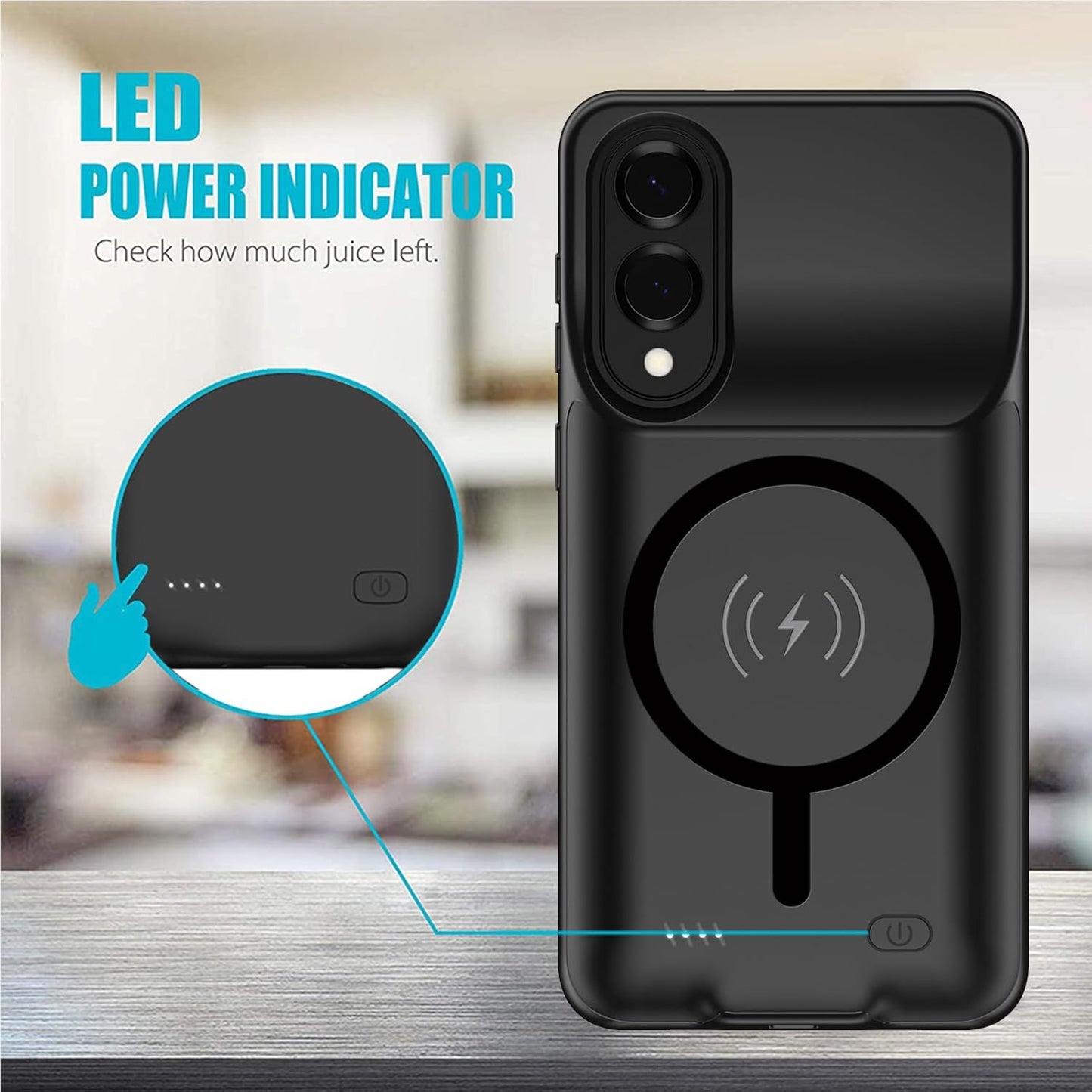 Battery Case for Galaxy S25 Edge, 10000mAh High Capacity Portable Charger Case, Compatible with Galaxy S25 Edge 6.7 inch, Wireless & Carplay, Black