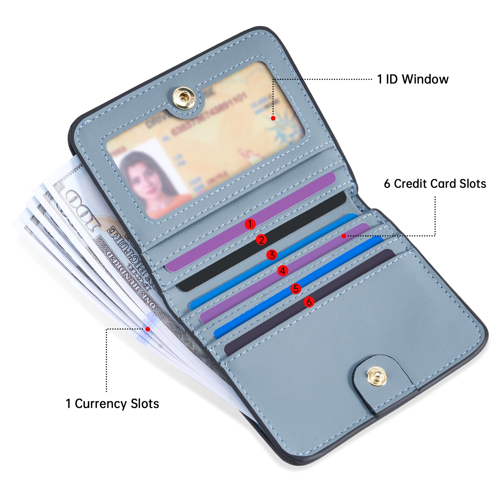 Toughergun Women’s Small Slim Leather Wallet with RFID Protection, Compact Bifold Mini Purse with