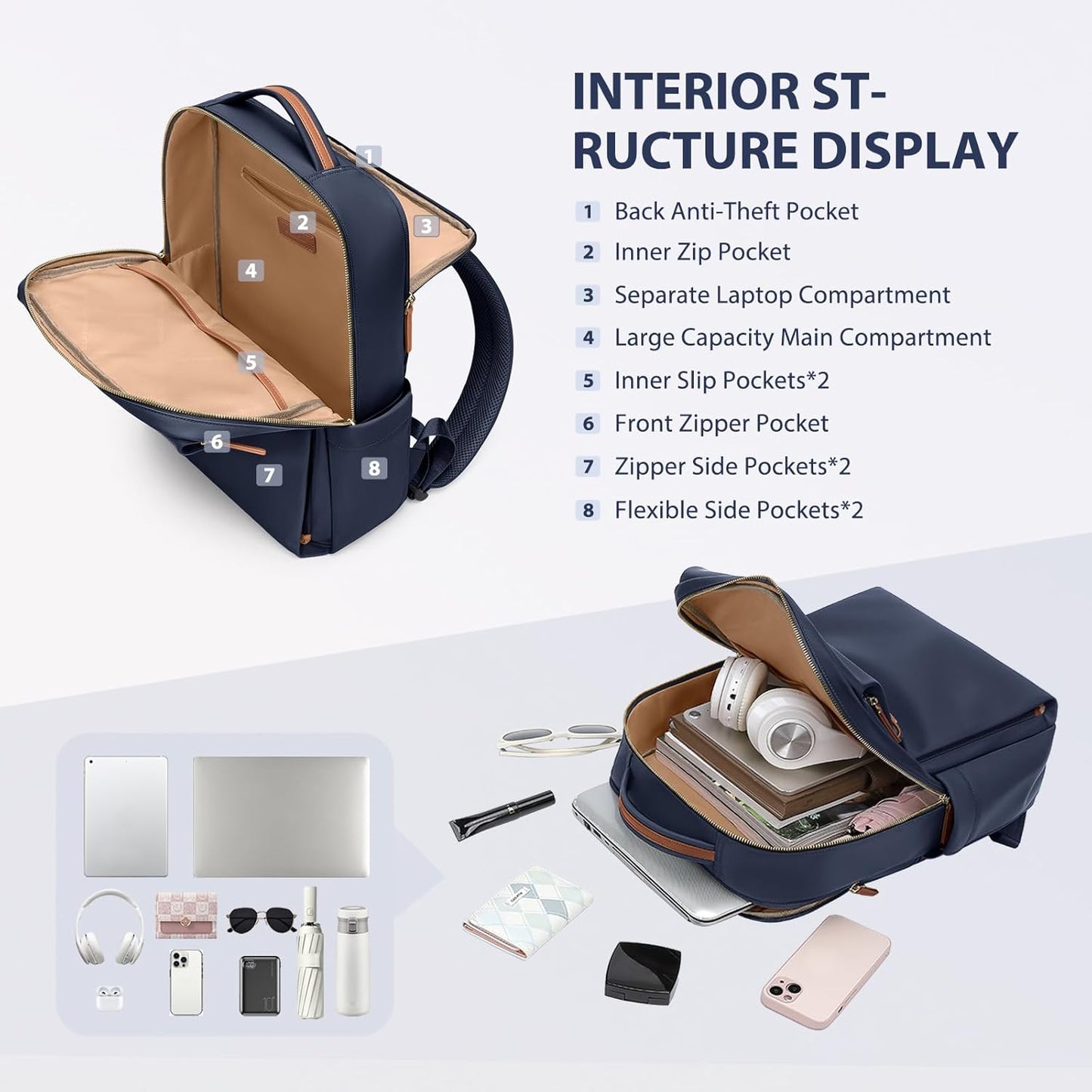 Laptop Backpack for Women, Work Business Traval Computer Backpacks with Laptop Compartment