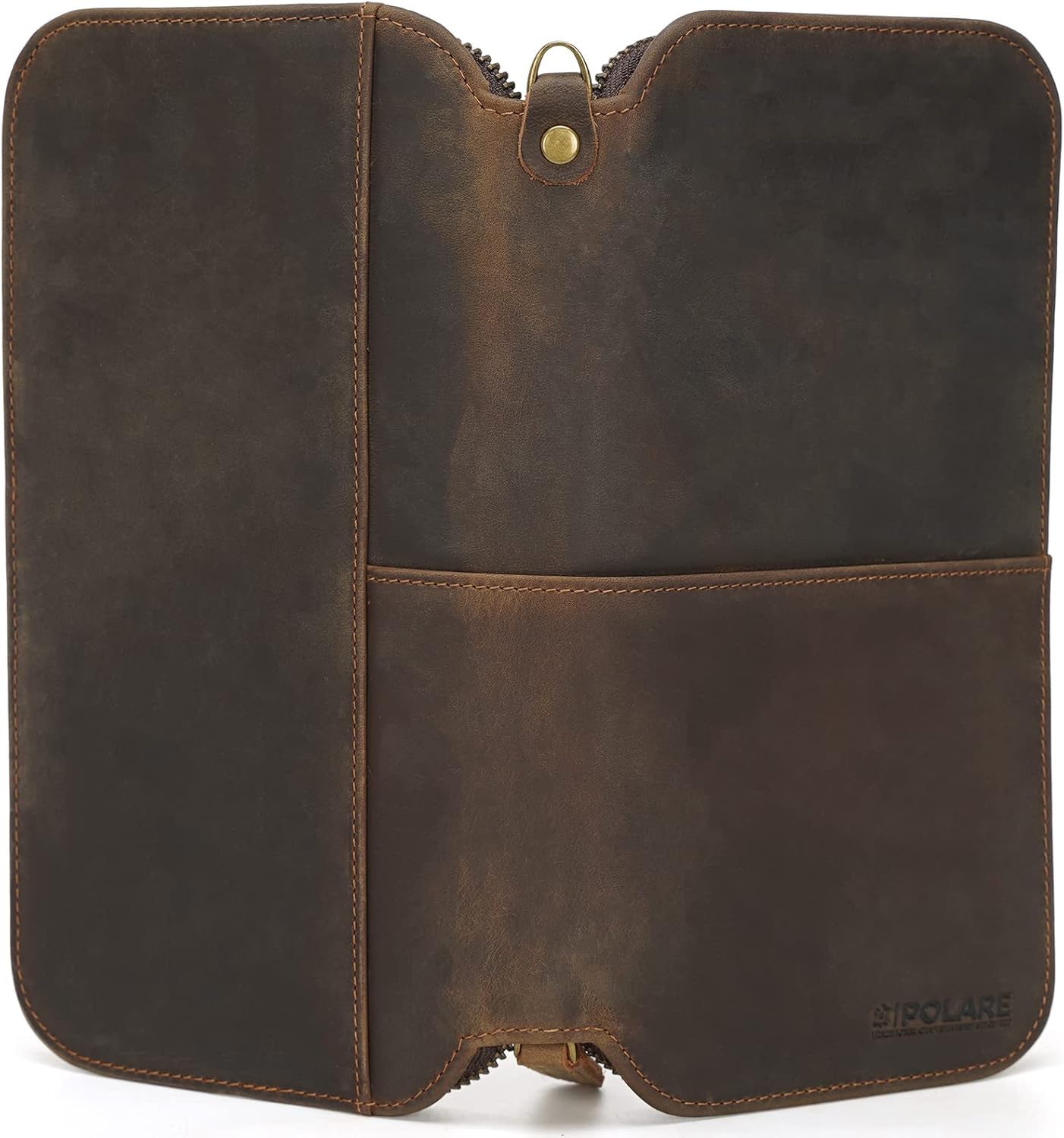 Polare Full Grain Leather Family Passport Holder Travel Wallet and Documents Organizer RFID Blocking Case Fits 6 Passports