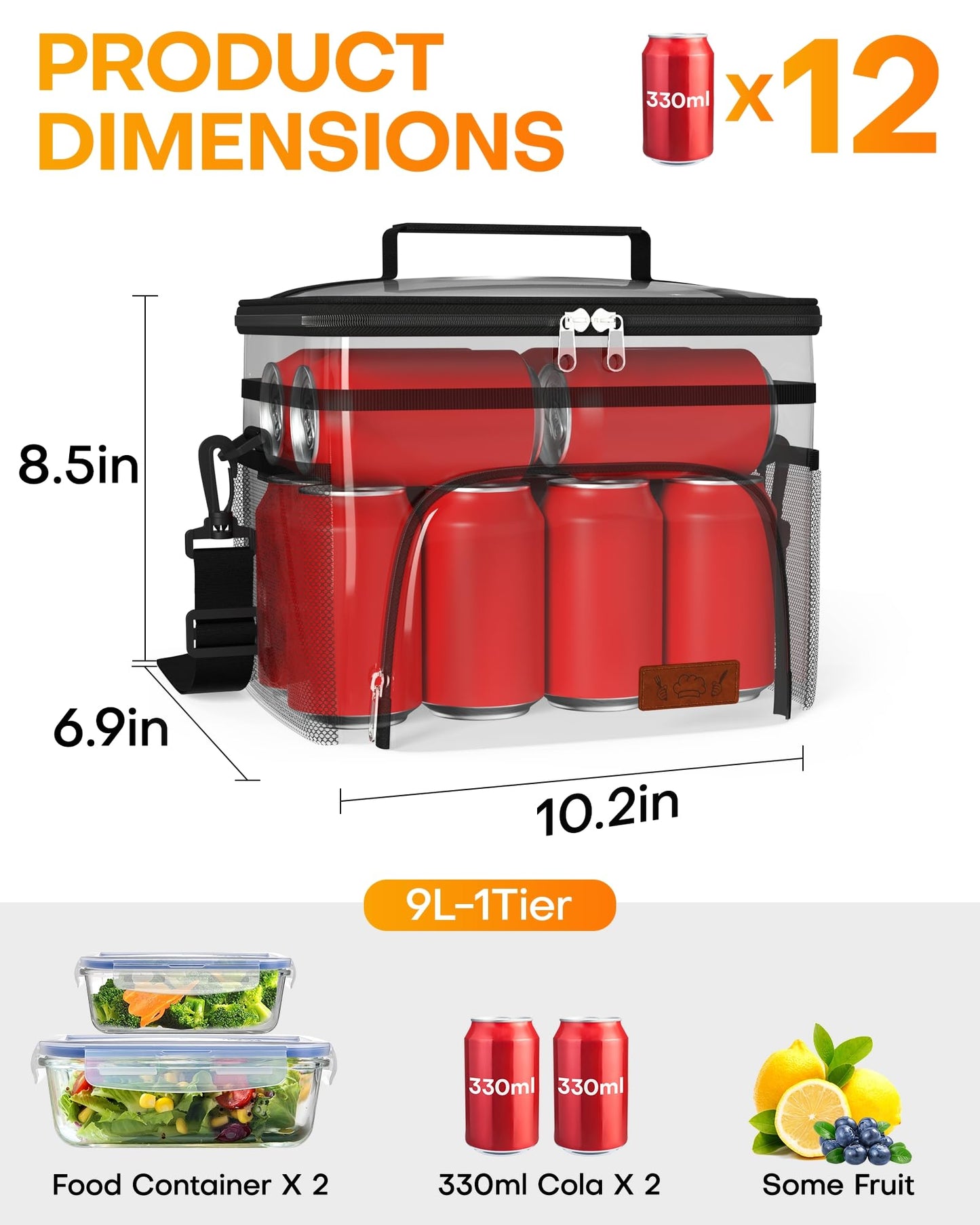 HOTOR Insulated Lunch Box Men Women Leak-Proof Cooler Lunch Bag 9L