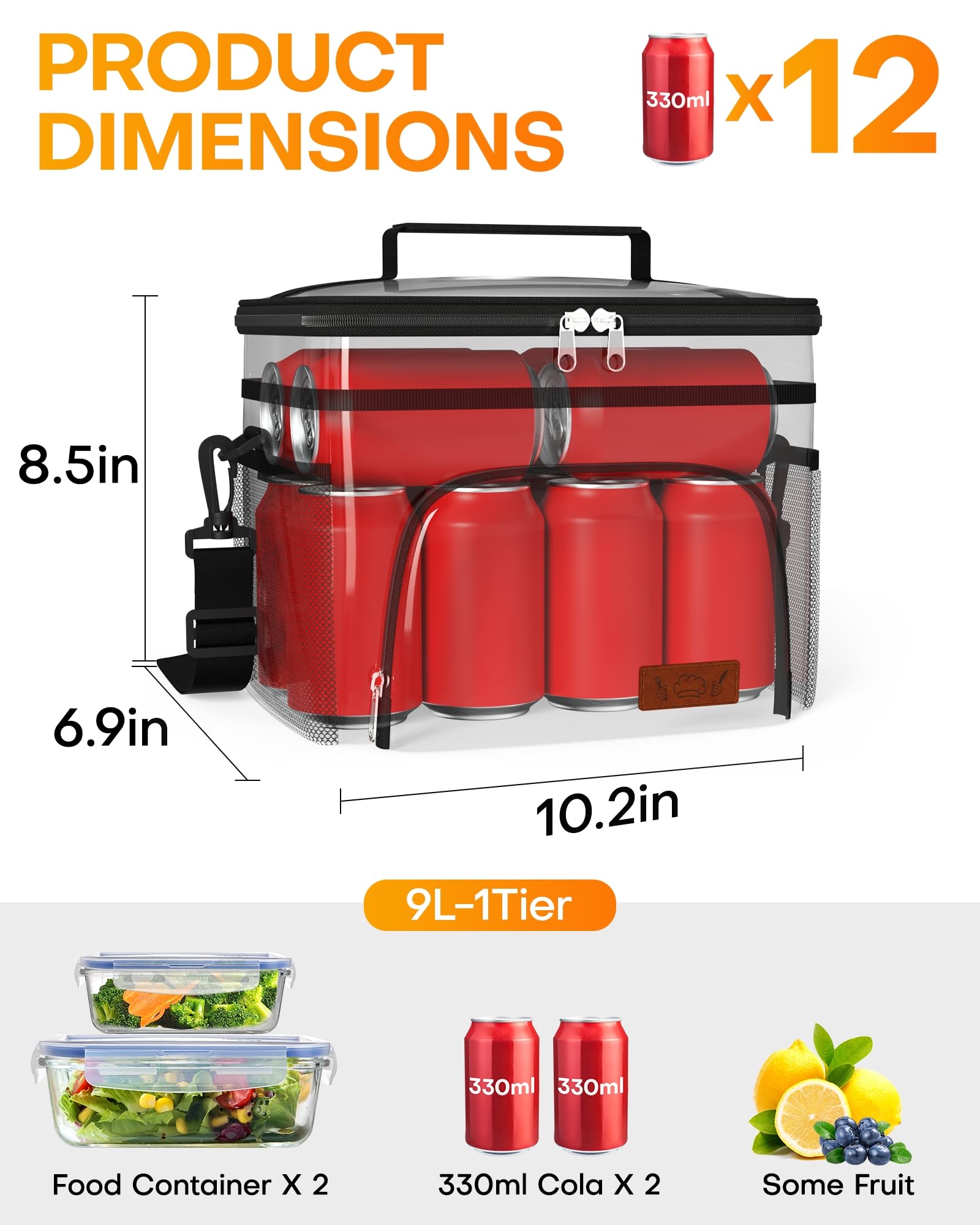 HOTOR Insulated Lunch Box Men Women Leak-Proof Cooler Lunch Bag 9L