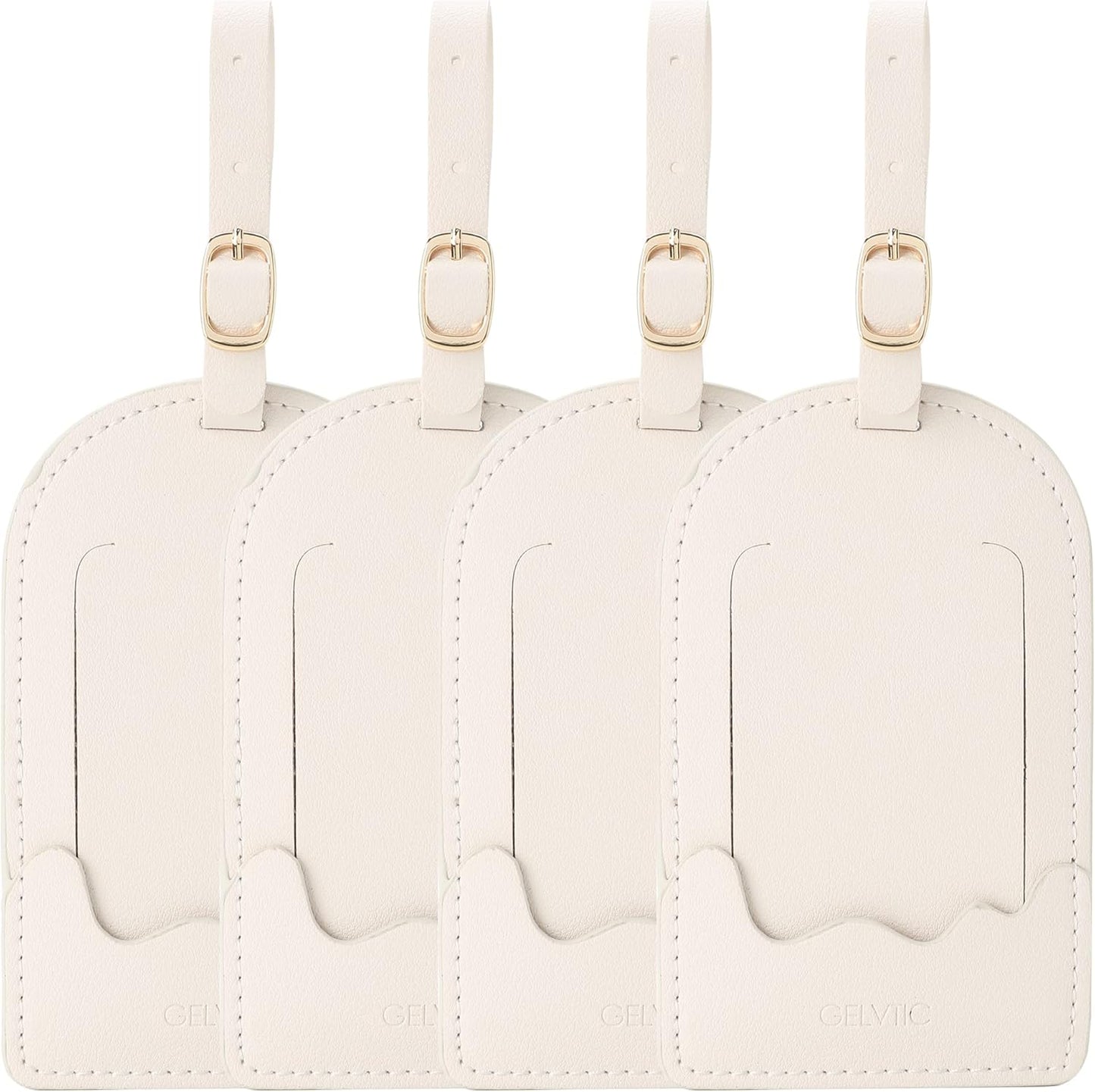 Faux Leather Luggage Tags for Suitcase Tag Set Privacy Protection with Identifie Name Lable ID Card Baggage tag for Men Women Travel Accessories, 2/4 Pack (LT07-White*4)