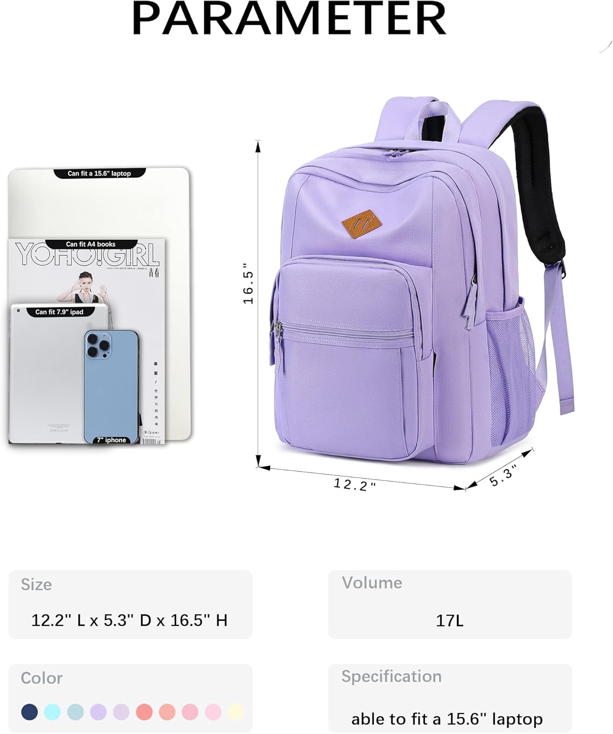 abshoo Classical Basic Travel Backpack For School Water Resistant Bookbag