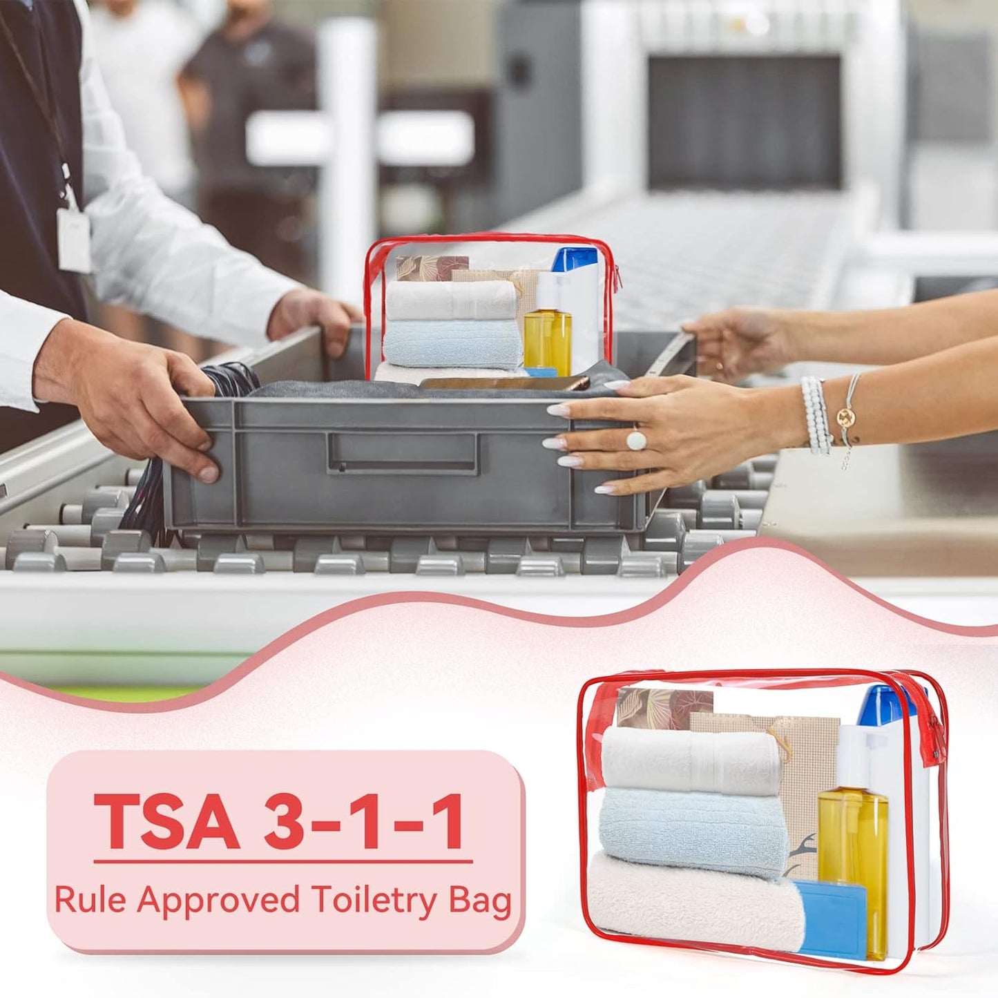 TISRATOK 12 PCS Clear Makeup Bag for Women with Zipper, TSA Approved Toiletry Pouch, Cosmetic Bag