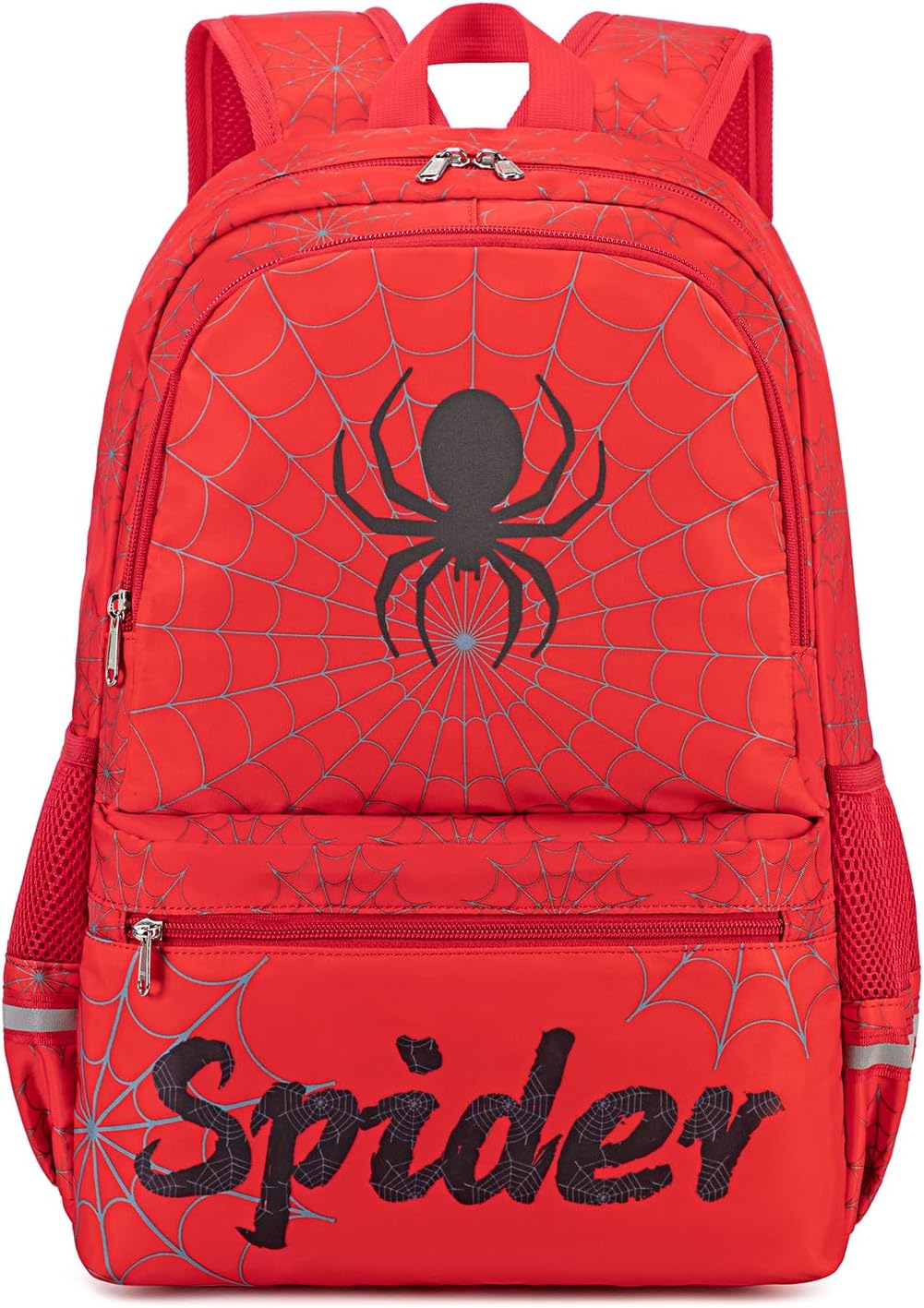 Octsky Kids School Backpack with Lunch Box Pencil Case for Boys, Spider Elementary Middle School Book Bags for Teen Boy Children, Red Black