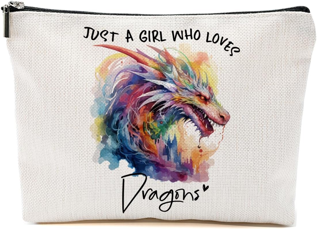 Dragon Gifts Makeup Bag, Dragons Gift Dragon Lovers Cosmetic Bag Travel Organizer Bags Makeup Pouch, Christmas Birthday Animal Lovers Gifts for Women Girls Friends