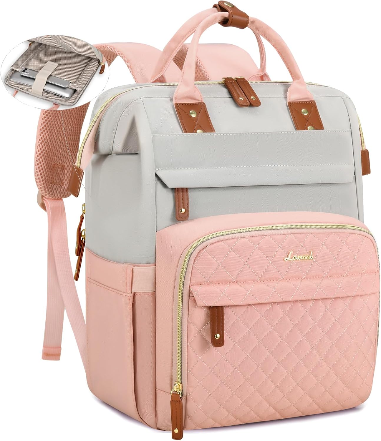 LOVEVOOK Laptop Backpack for Women, 15.6'' Waterproof Nurse Bag Teacher Work Backpack Purse for Women, Travel Computer Backpack for College Office Business Ladies