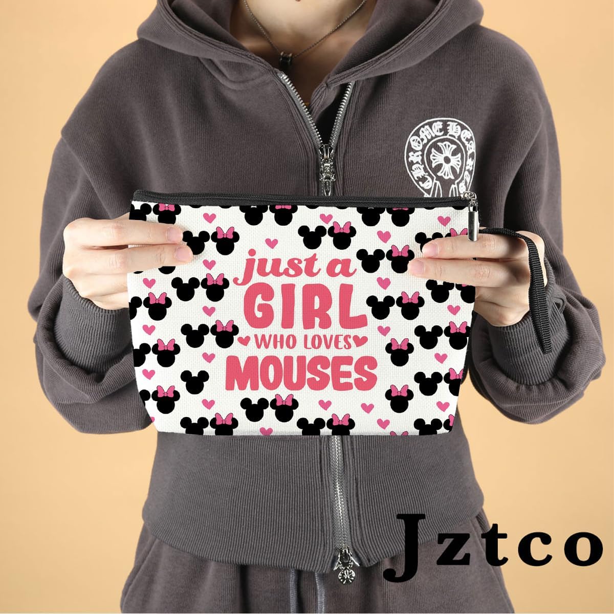 Jztco Mouse Themed Gifts Cute Mouse Cosmetic Bags Cartoon Toiletry Bag Birthday Graduation Nurse Day Funny Makeup Bag Animal Lover Gifts for Women Teens Girls Mouses Lover Daughter Best Friend BFF