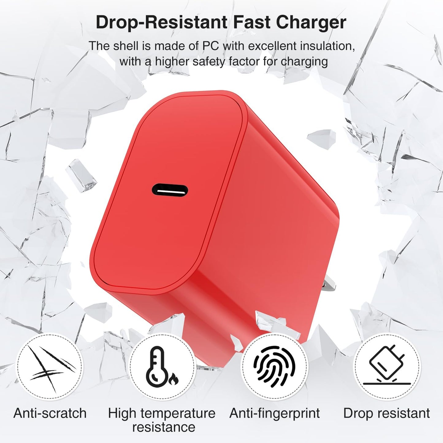 iPhone 16 15 Fast Charger 10ft, USB C Charging Block and Long Type C to C Cable Cord, Wall Plug Power Adapter Cube Brick for Apple 16 Pro Max/16 Pro/15 Plus/15 Pro Max/iPad 12.9/11 inch/Air/Mini-Red