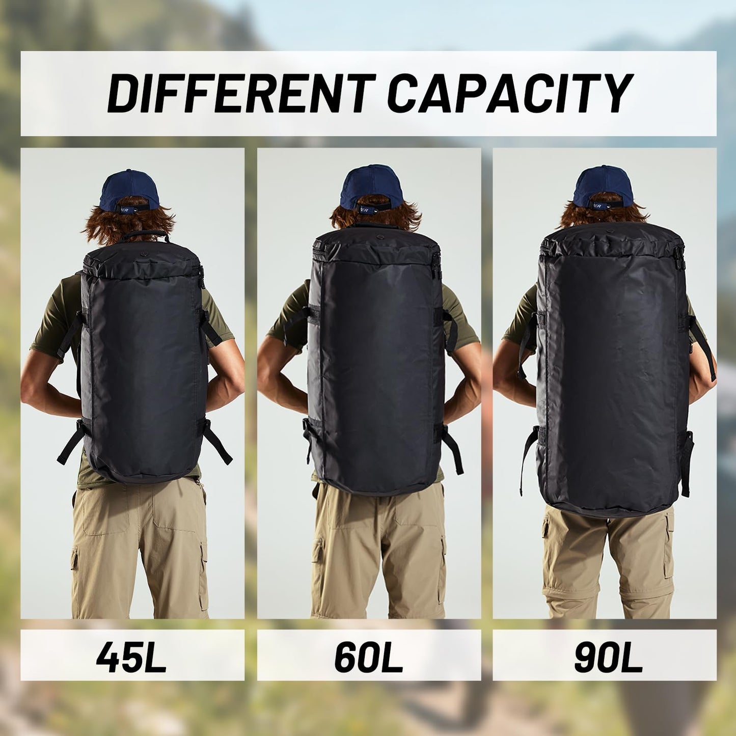 MIER Large Duffle Bag Backpack for Travel Camping Gym Sports, 45L/60L/90L