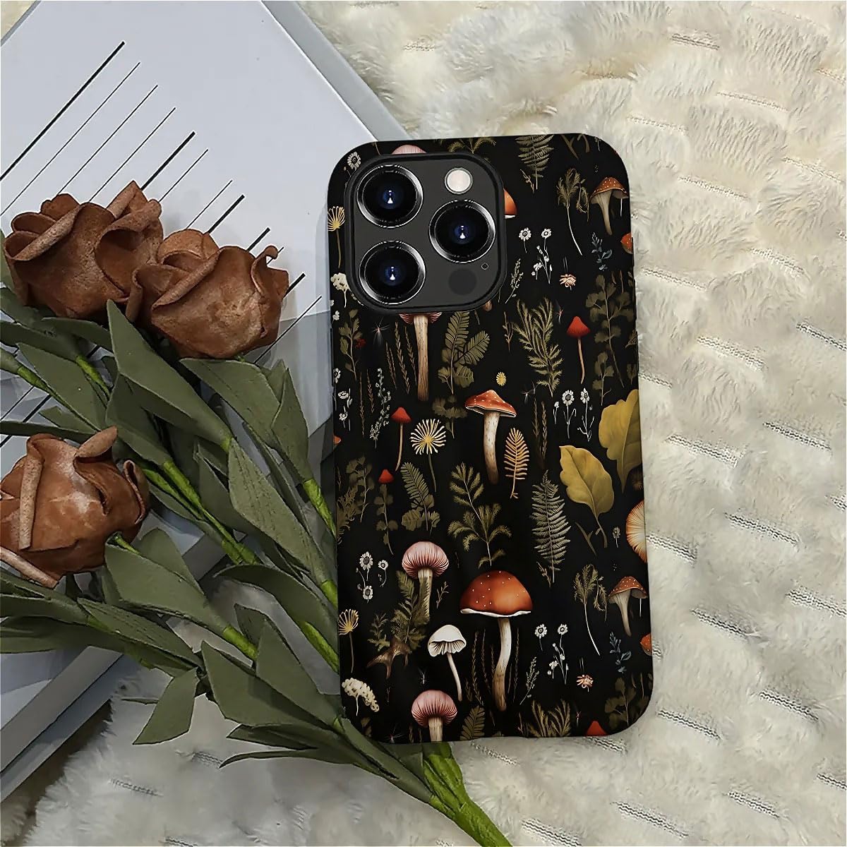 SEized Case Compatible with for iPhone 16 Pro Max,Vintage Mushroom Snail Daisy Leaf Phone Case for Girl Women Boy Men,Durable Protection Phone Case for iPhone 16 Pro Max