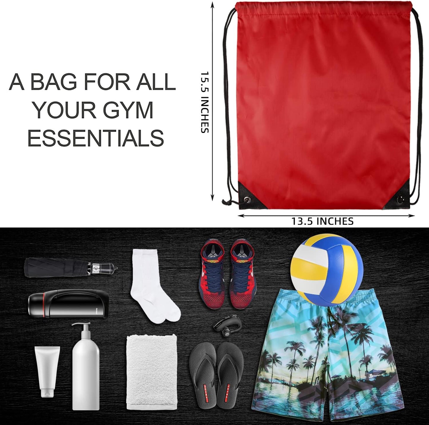GoodtoU Drawstring Bags Bulk, 60 Pcs Draw String Bags Cinch Bag Drawstring Gym Bag Sackpack Backpack for Women Men, Red