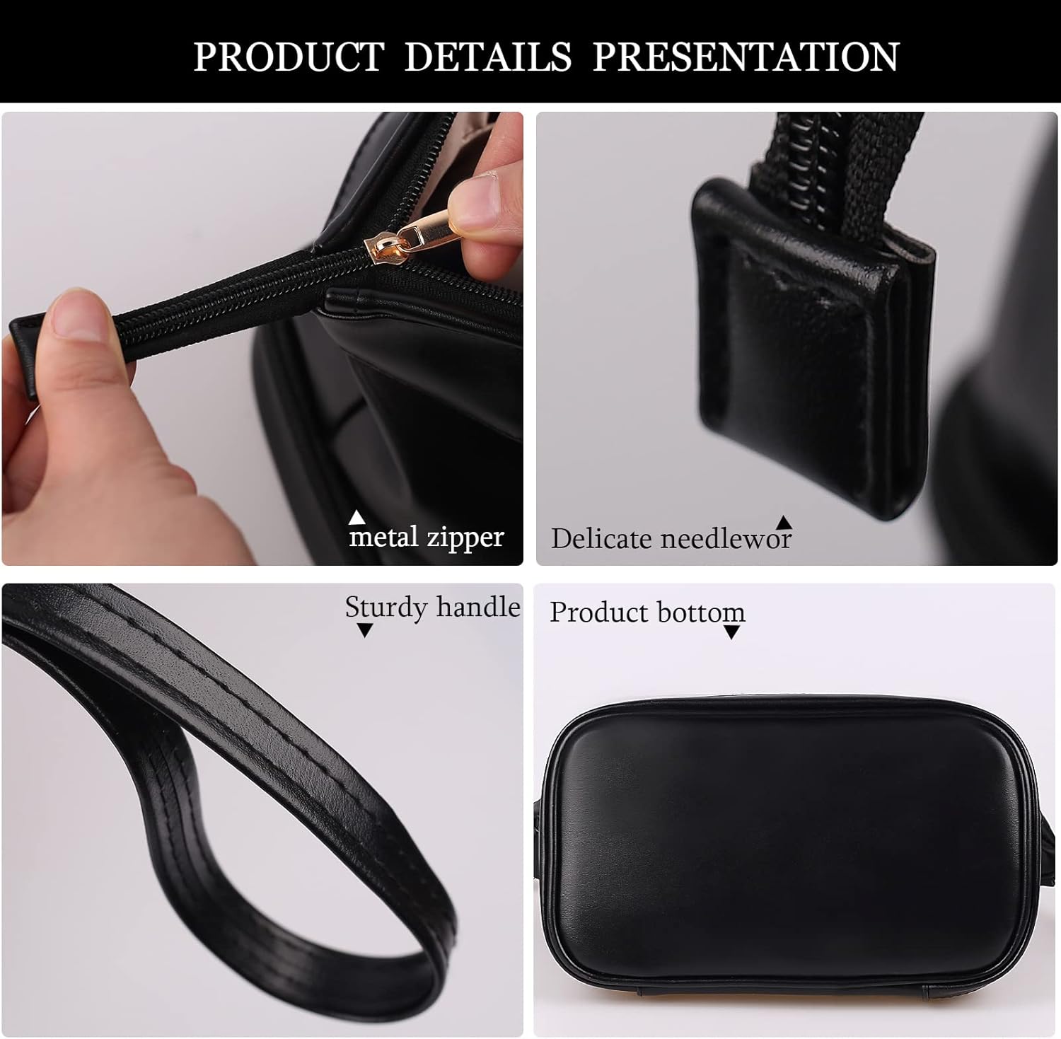 Abiudeng Large Capacity Makeup Bag Ladies Cosmetic Bag Travel Bag with Compartments Portable PU