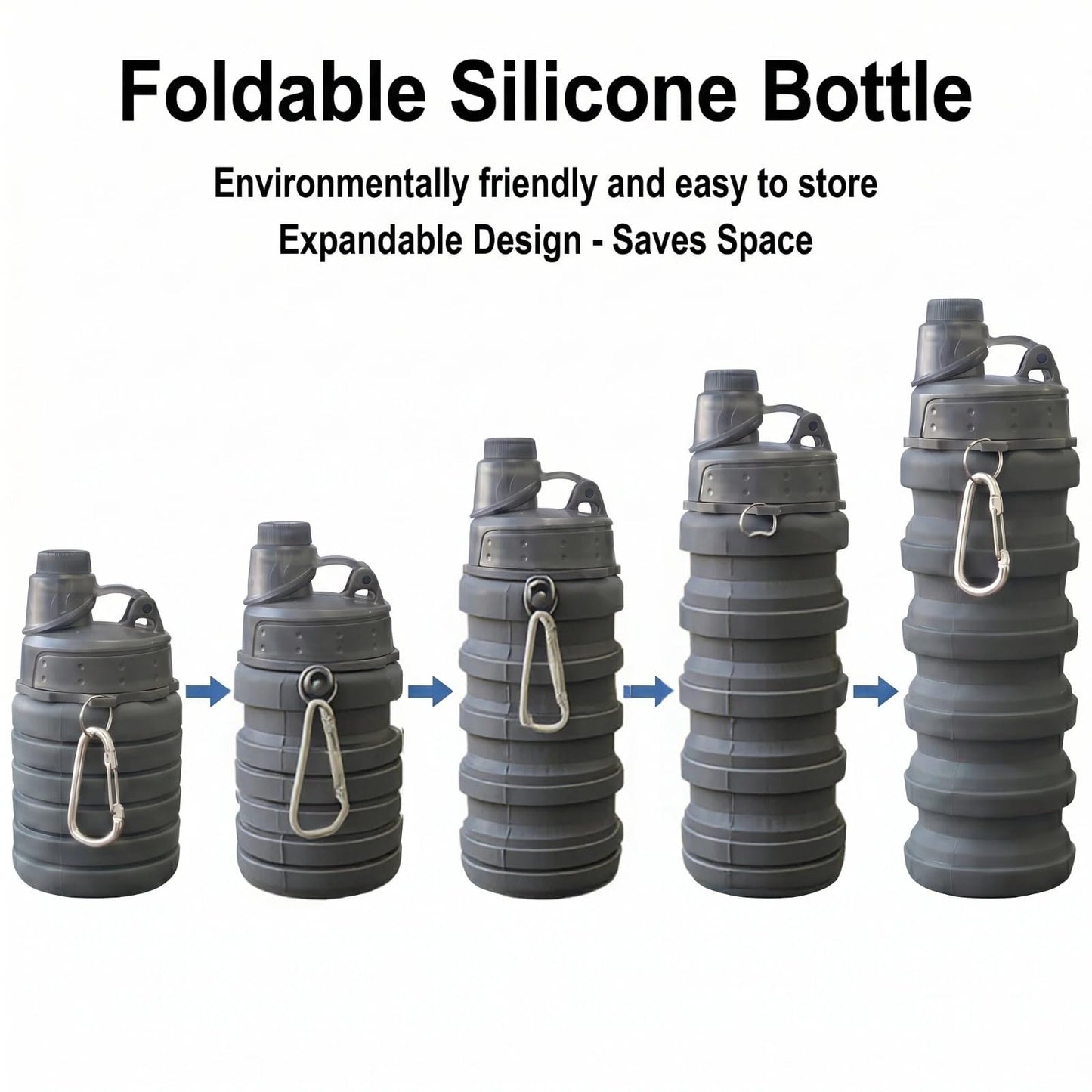 YCTMALL Collapsible Water Bottles Two Pack Travel Sports Portable Sport Water Bottle comes with